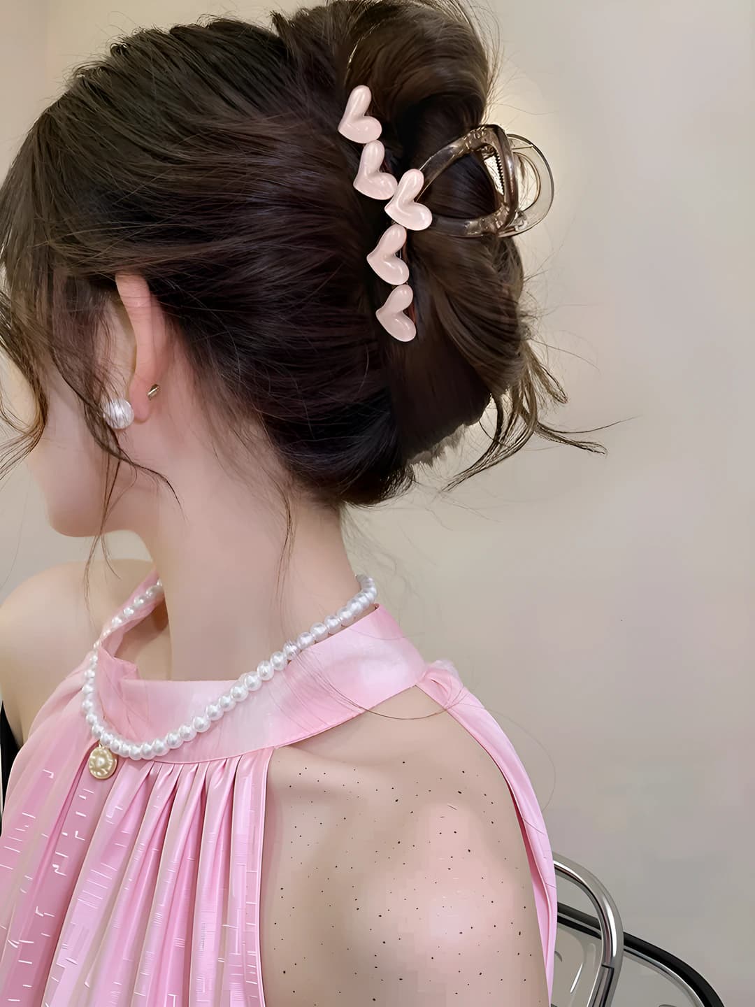 Light pink heart clip 8 cm