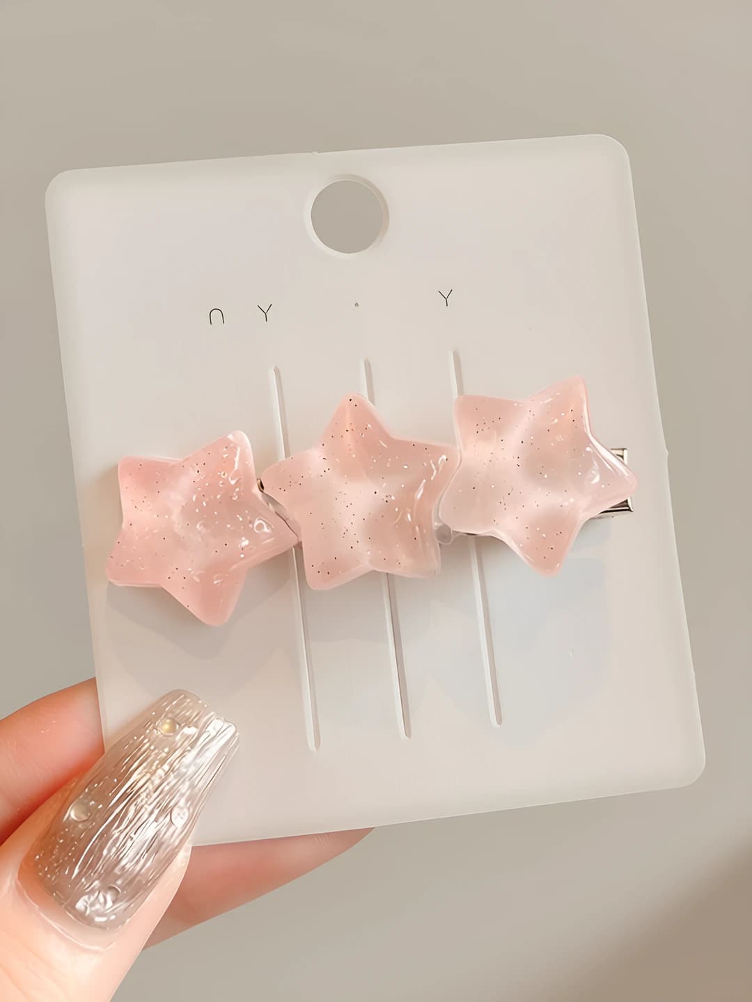 Pink 3 stars clip 5 cm