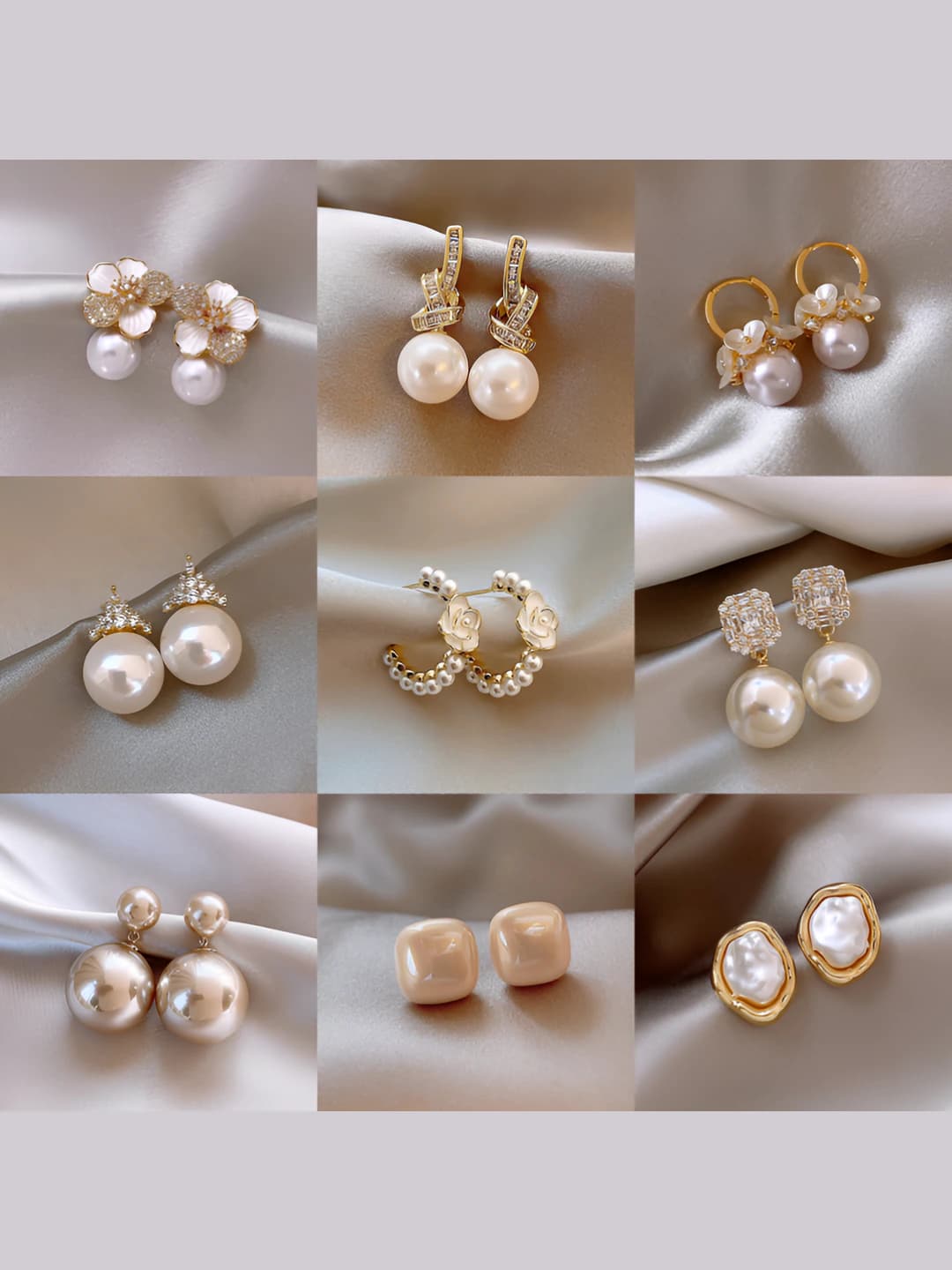 Women's geometric imitation pearl earrings with 925 silver posts