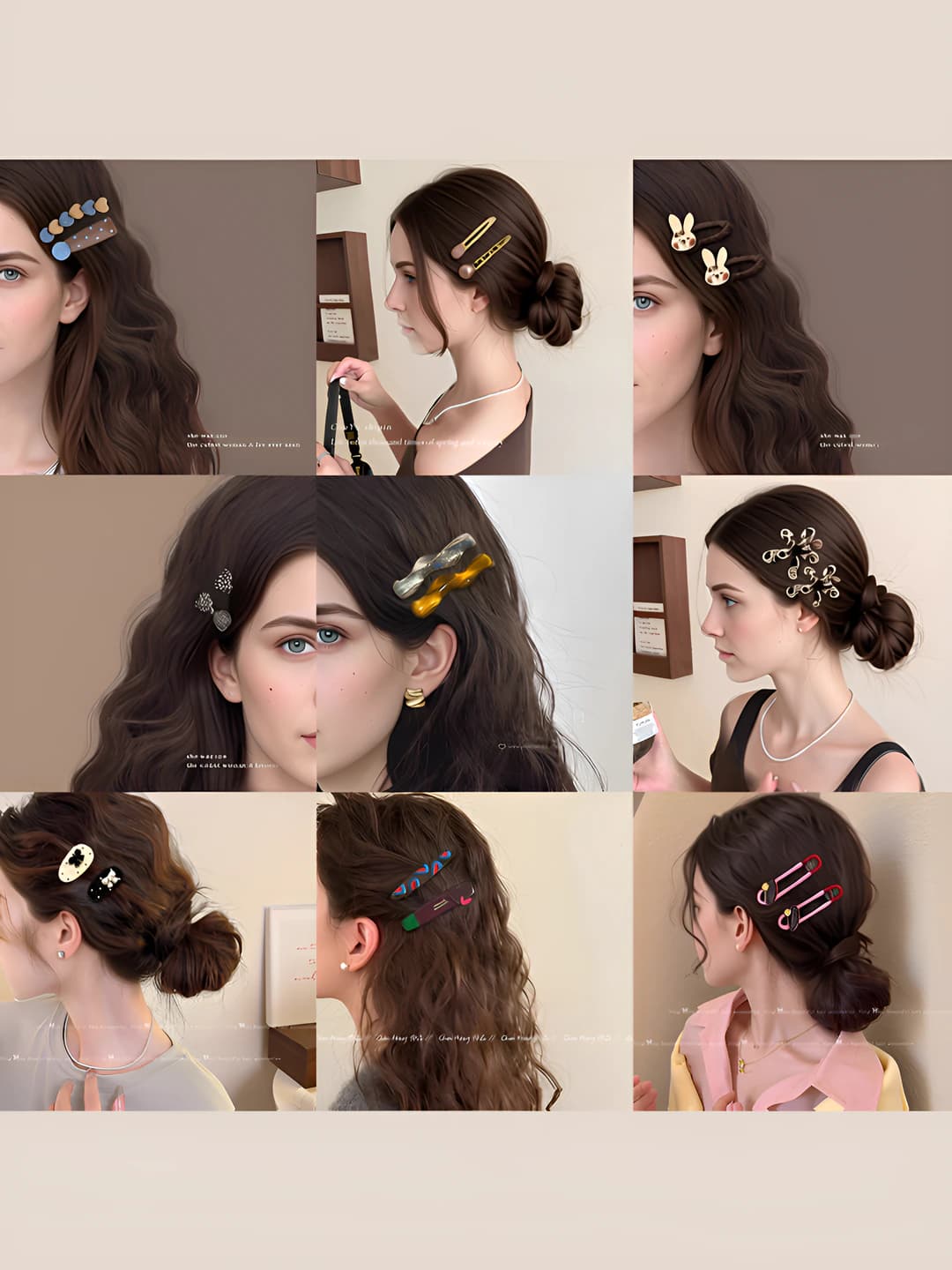 Women's hair clips and combs: heart shape, oval, lines, country style, new 2026 model
