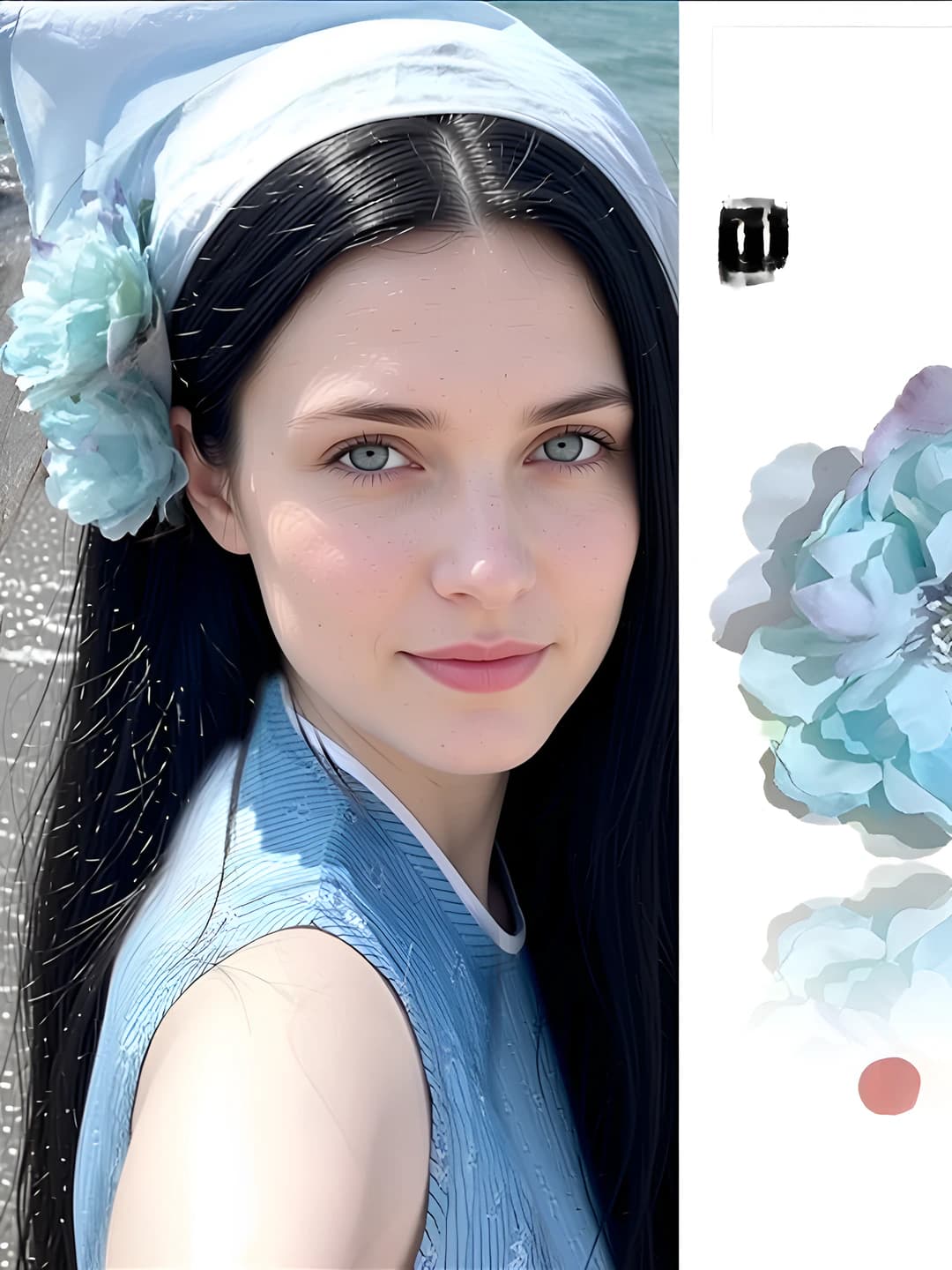 2# Синий-фиолетовый омбре камелия ~7 см