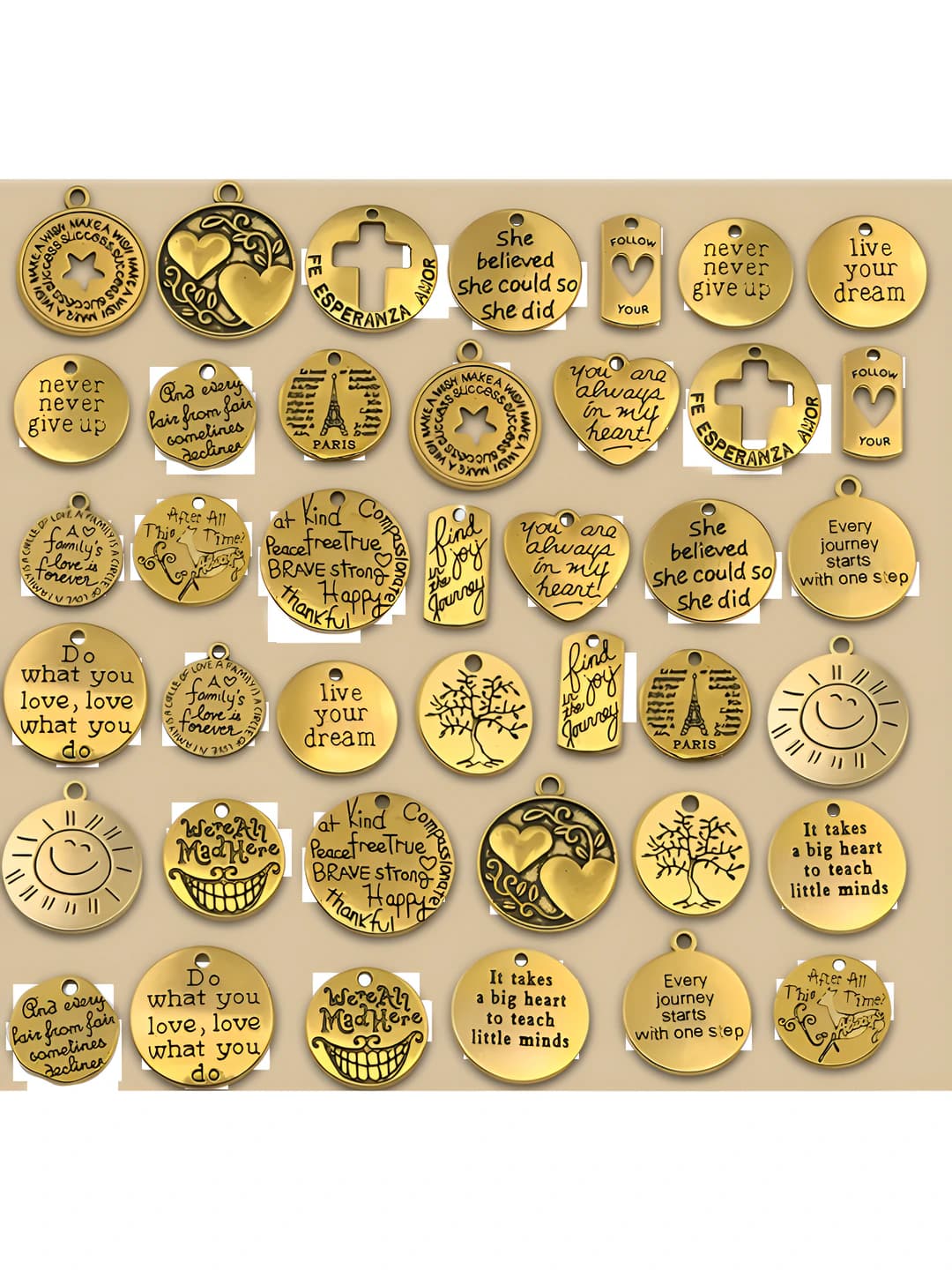 Women's DIY charms: 20 antique gold letters, 2 colors