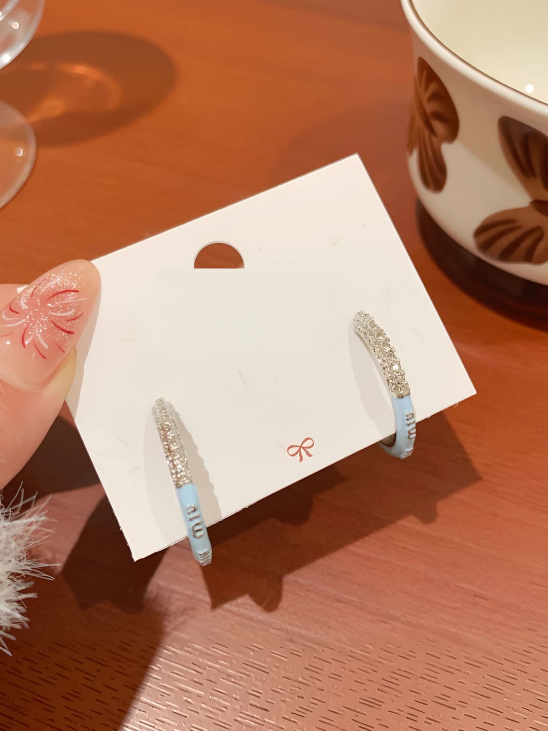 Light blue C-shape hoop earrings