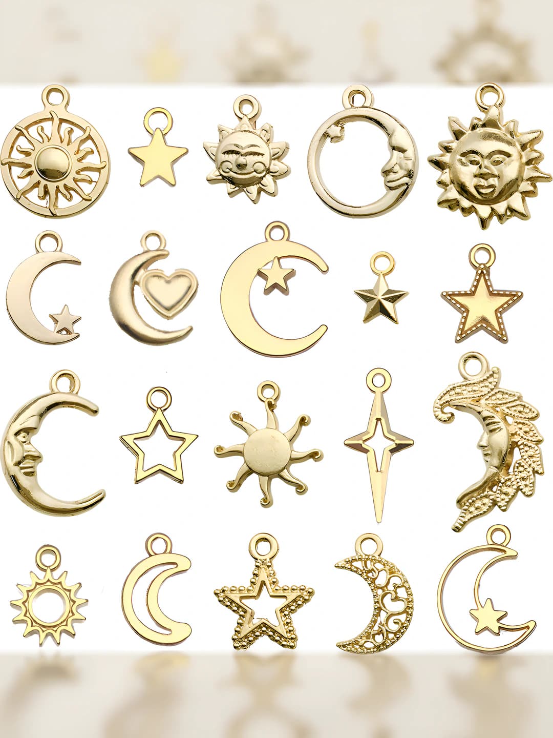 Women's retro alloy charms with sun, moon and stars