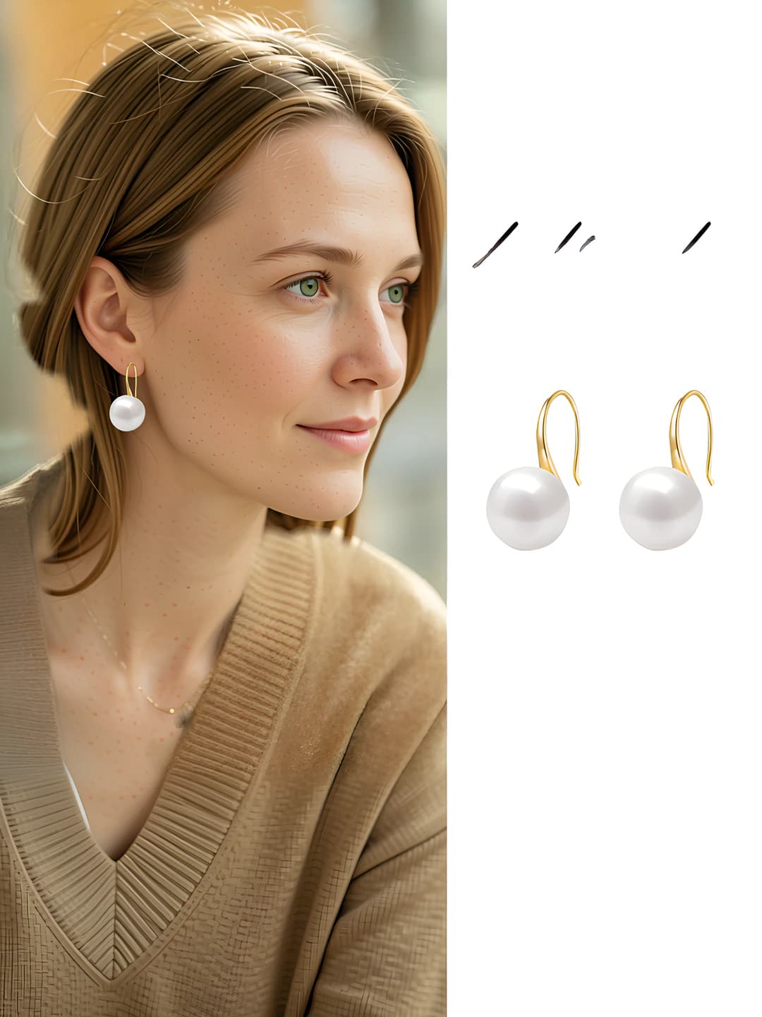 12mm white pearl earring