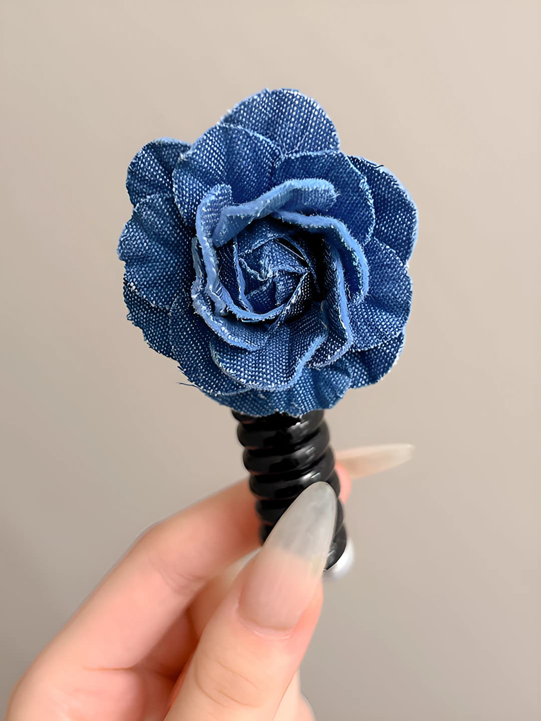 Denim dark blue hair tie
