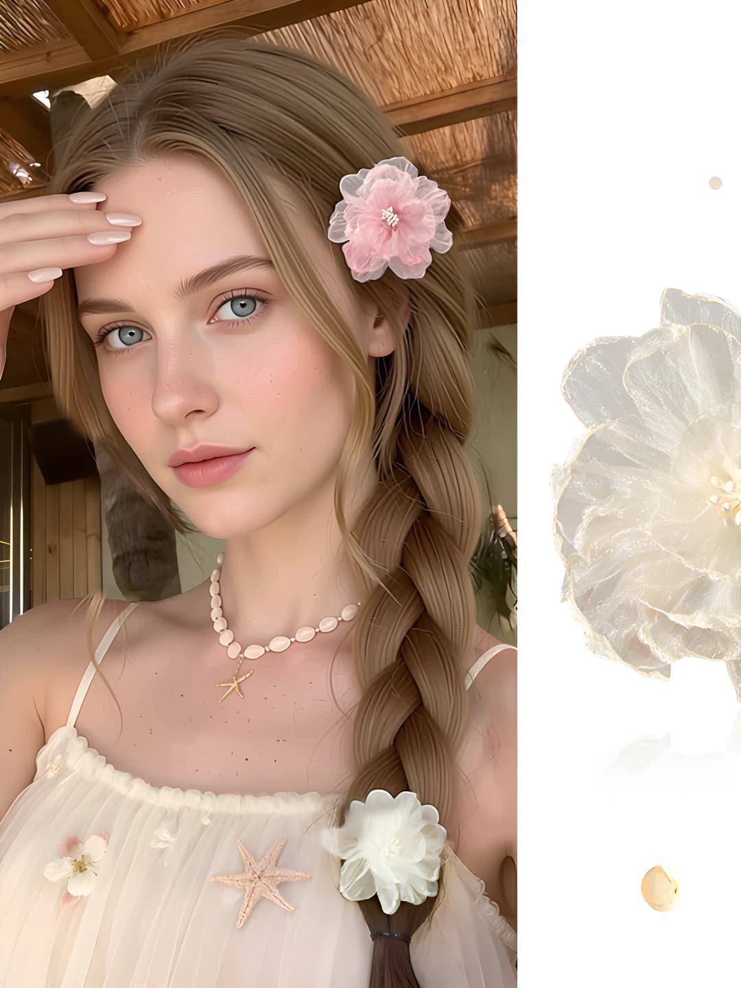 2# Белый цветочный боковой зажим
