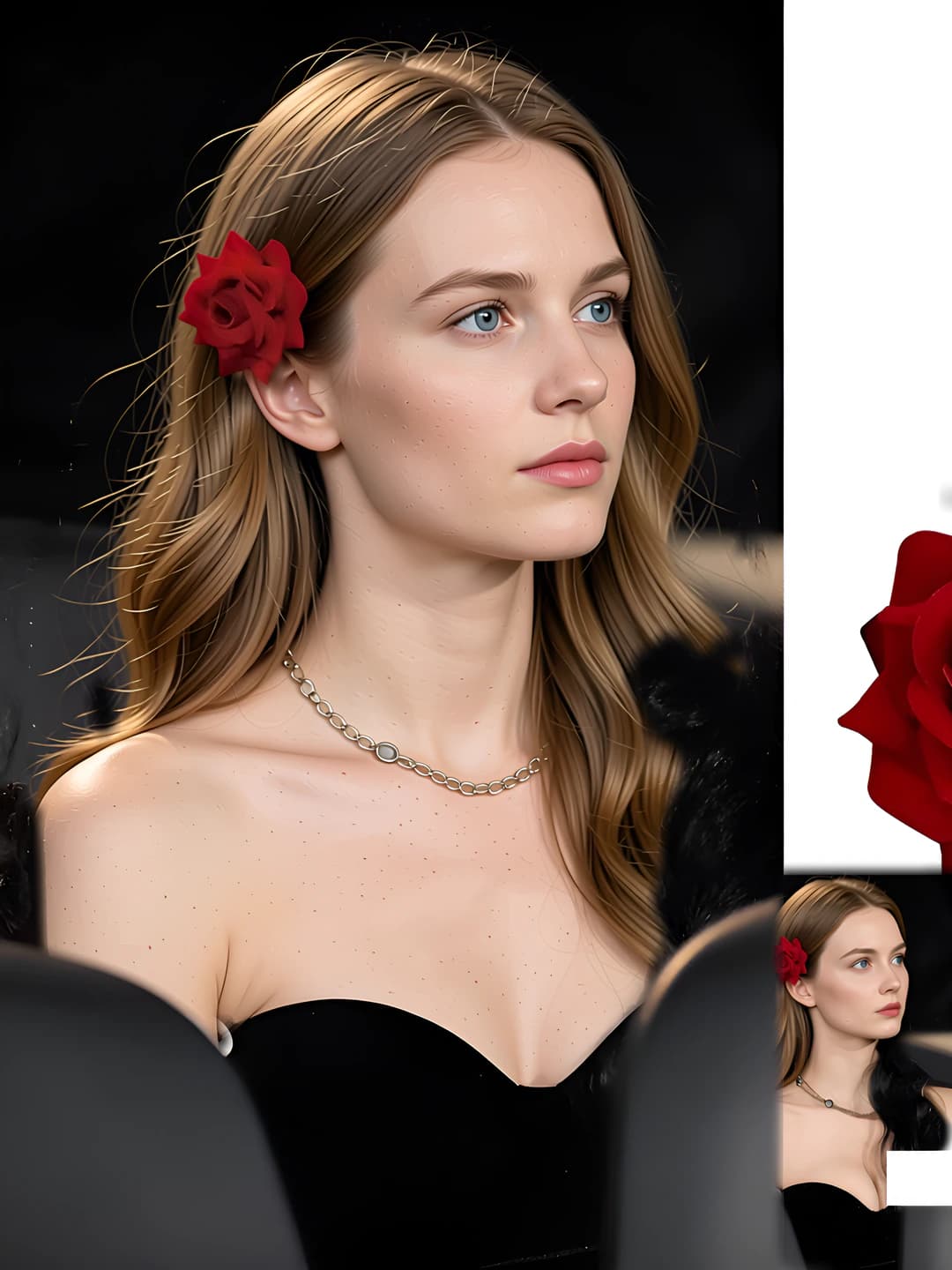 1# Red rose duckbill clip