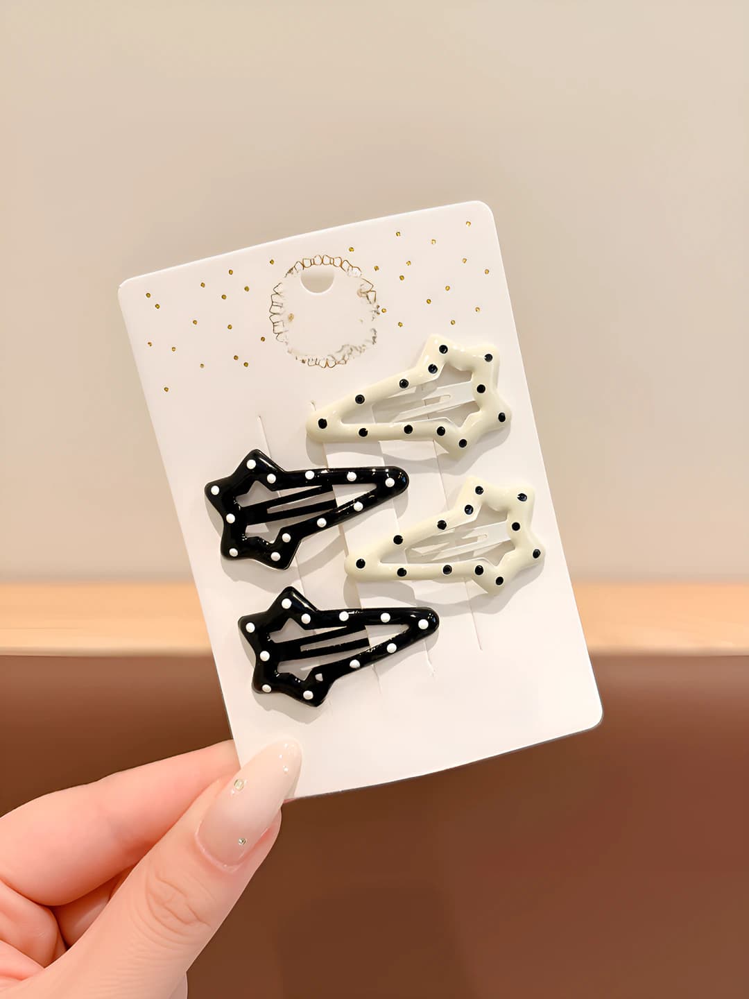 3# Чёрно-белые горох звезда-4cm