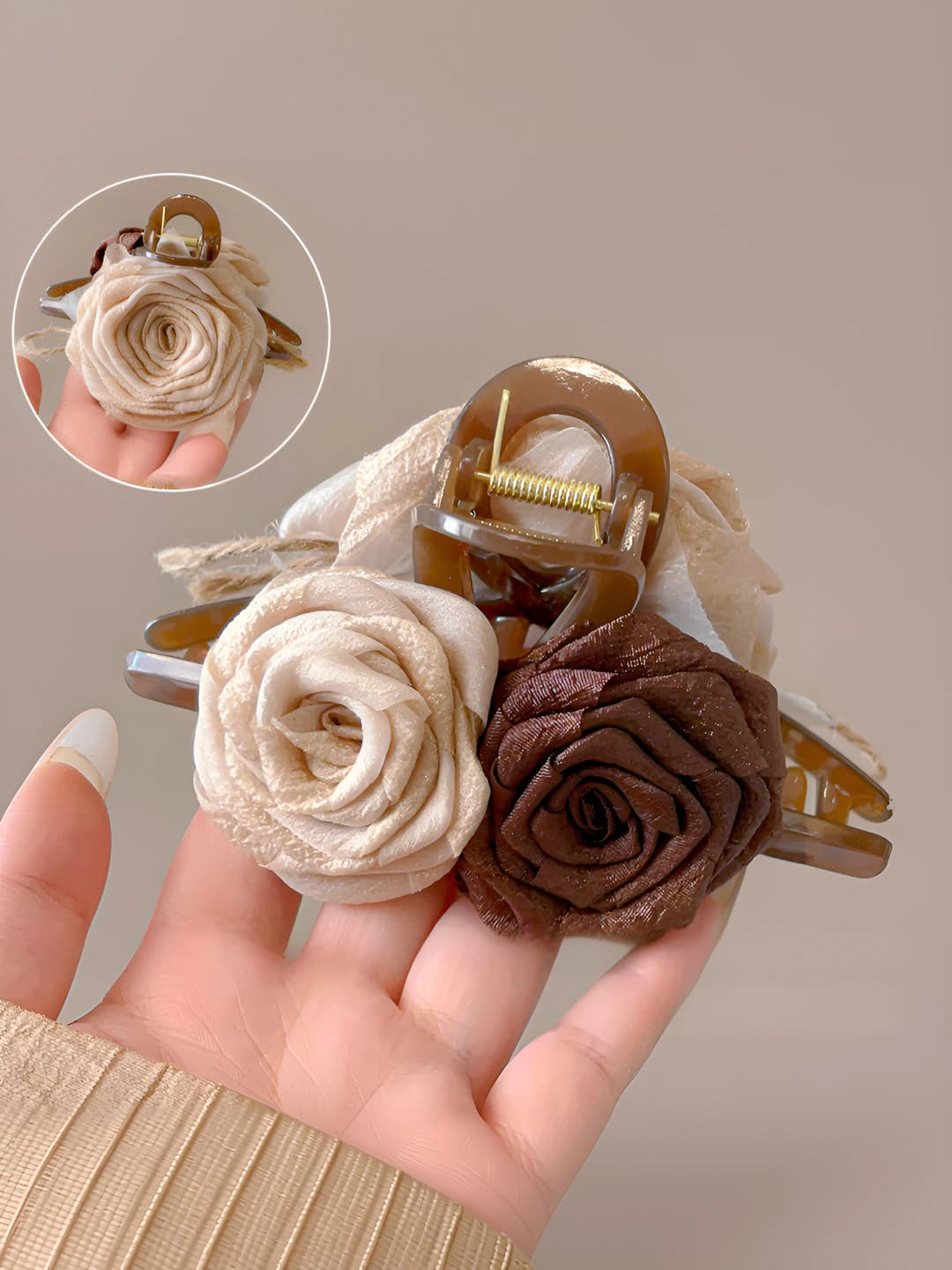 2# Off-white-coffee dried rose clip 13cm