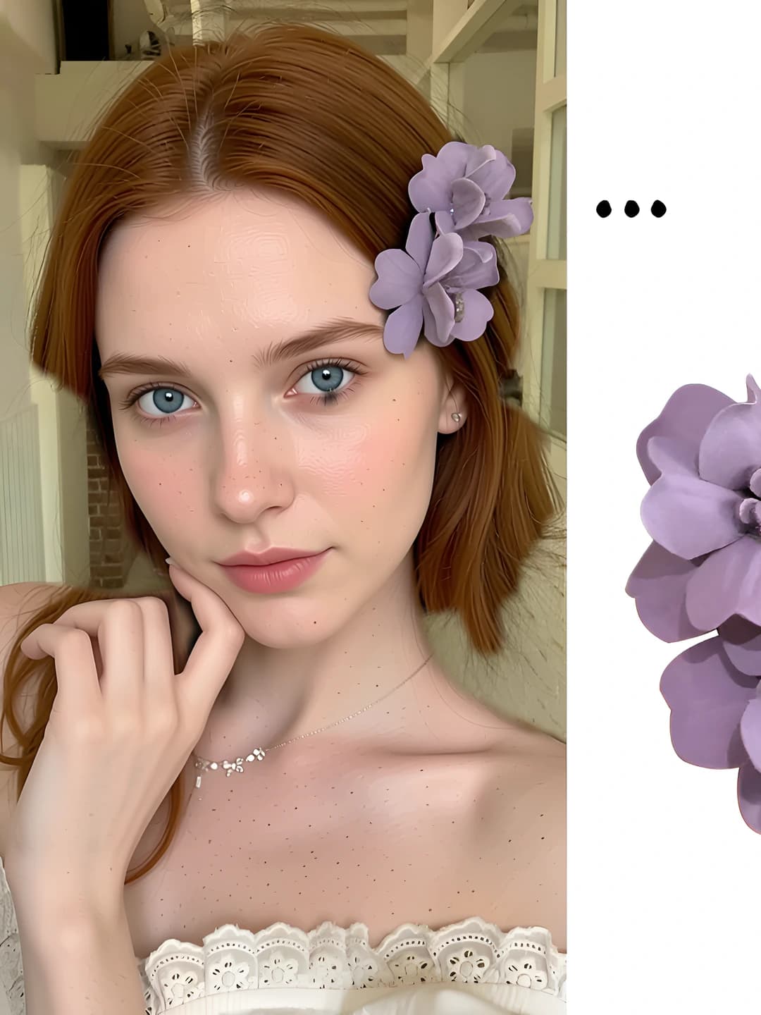 1# Purple double floral clip 8 cm