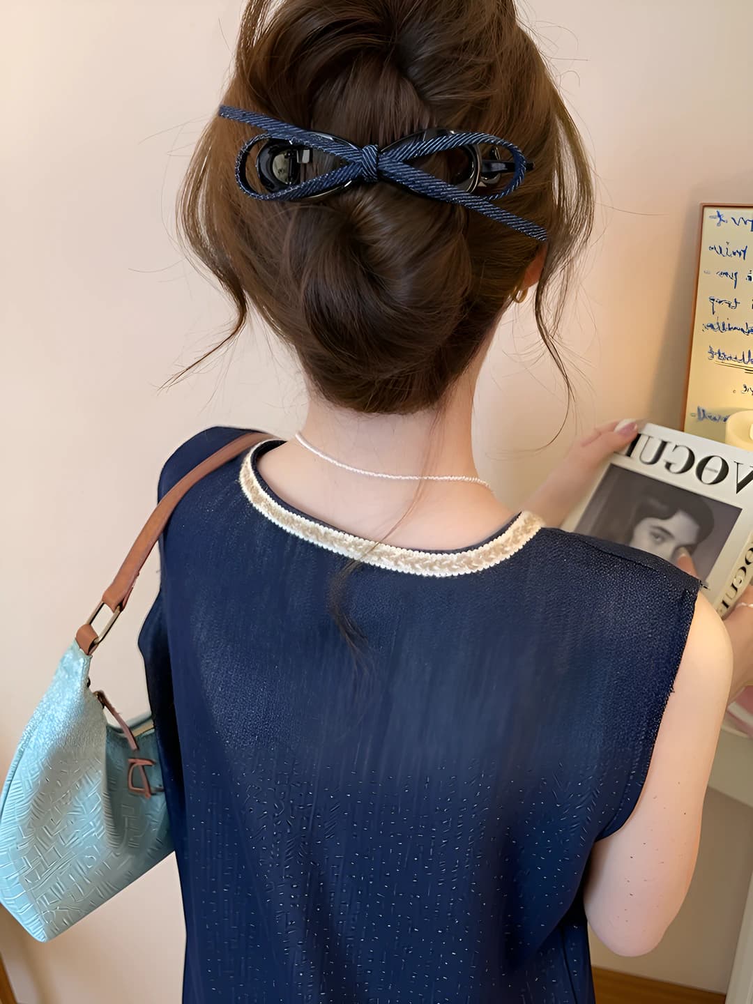 Twist clip, denim, dark, 9 cm