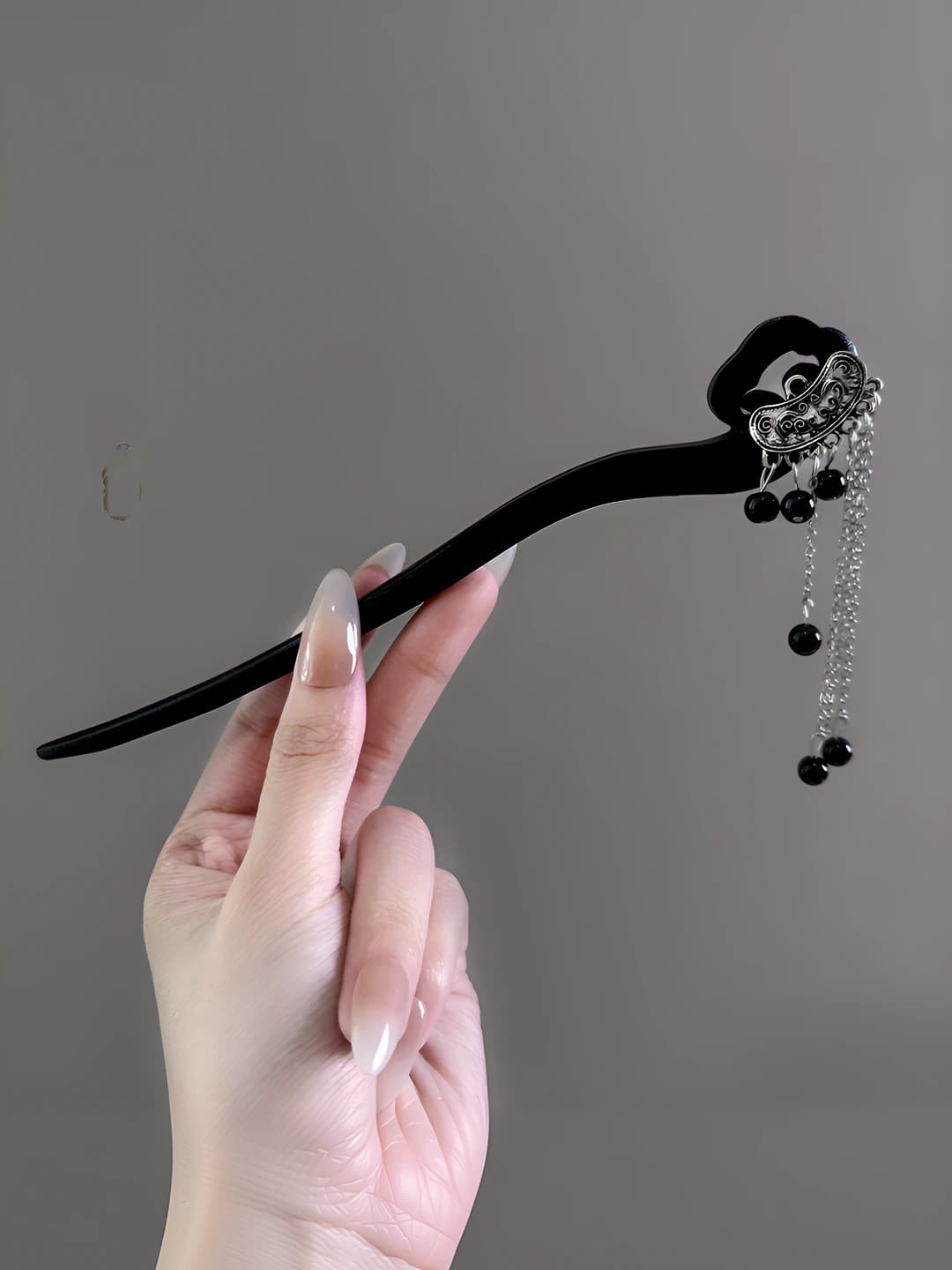73# Cloud black pearl hairpin 17cm