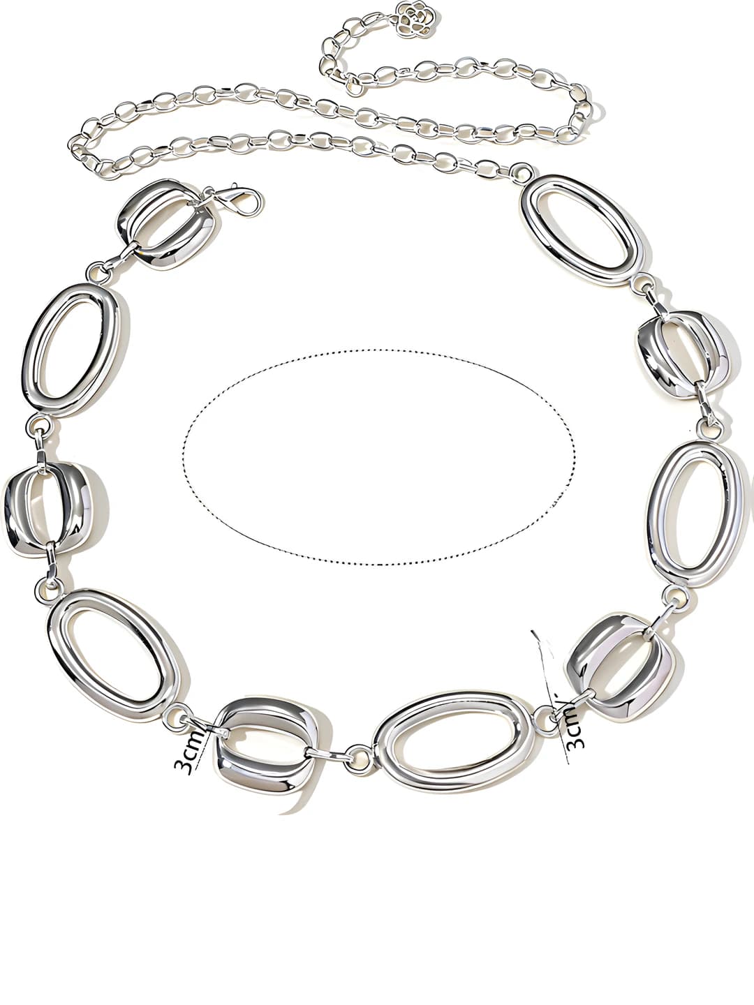 39# Silver geometric oval