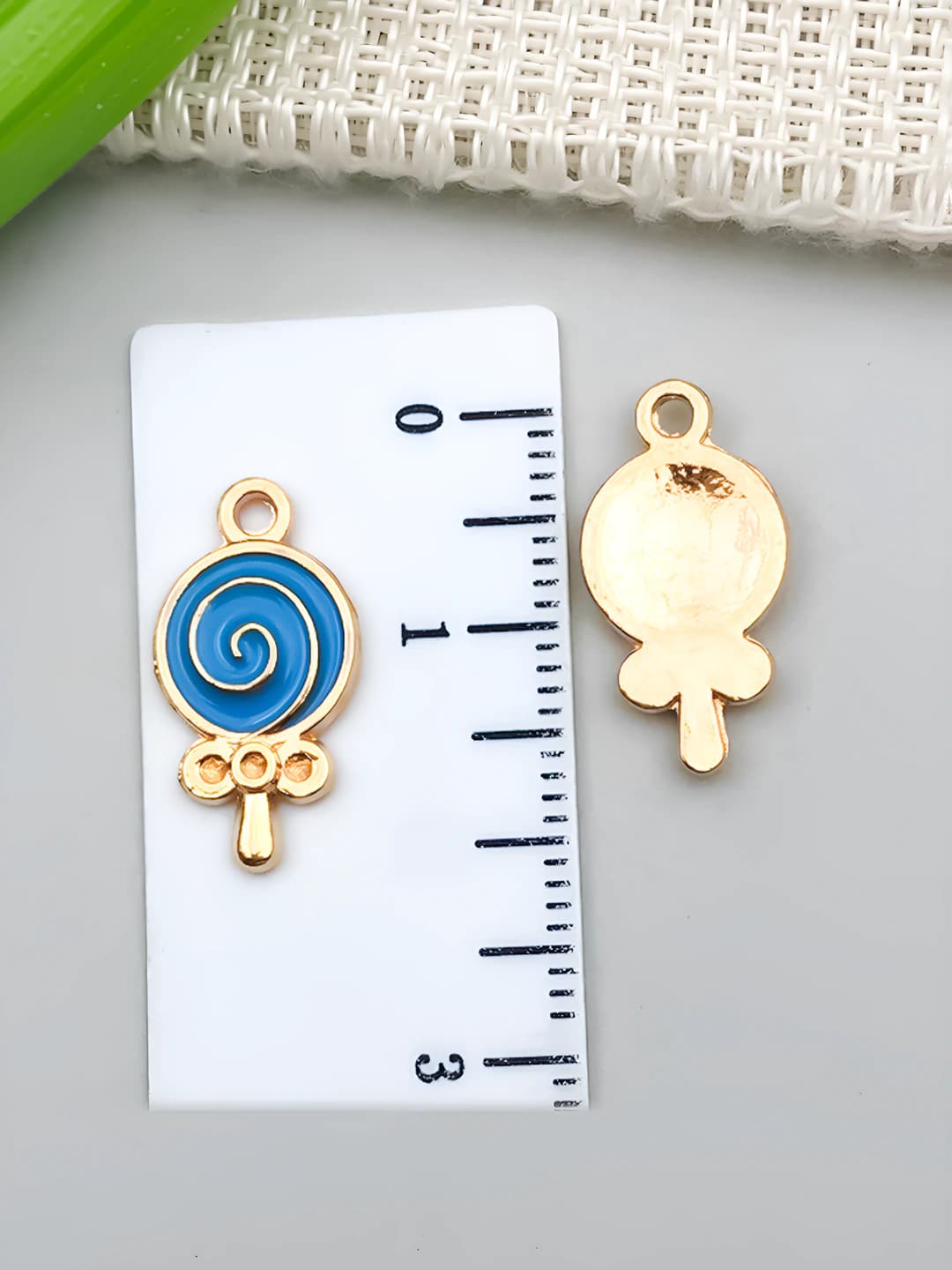 1 pc teal round lollipop 9x18mm-1g