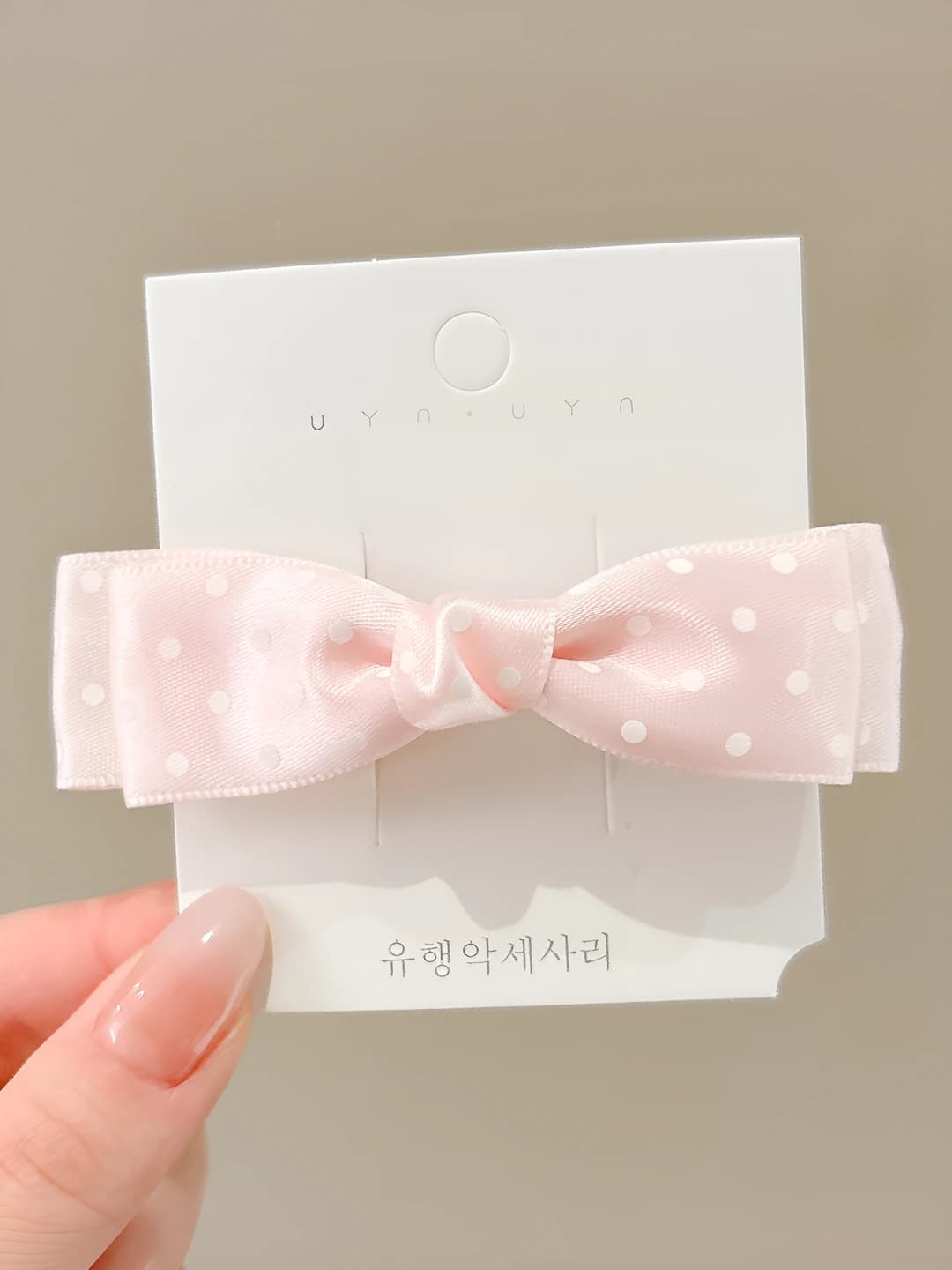 2# Fabric dots bow, ~9.5 cm