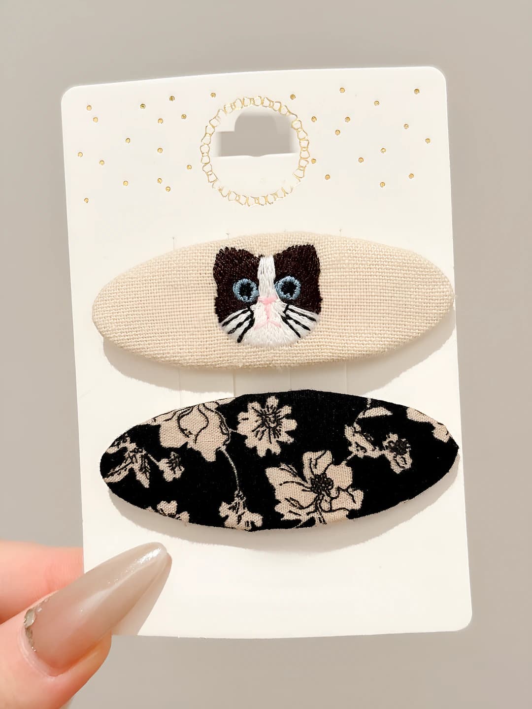 3# Black floral cat - 6.5cm