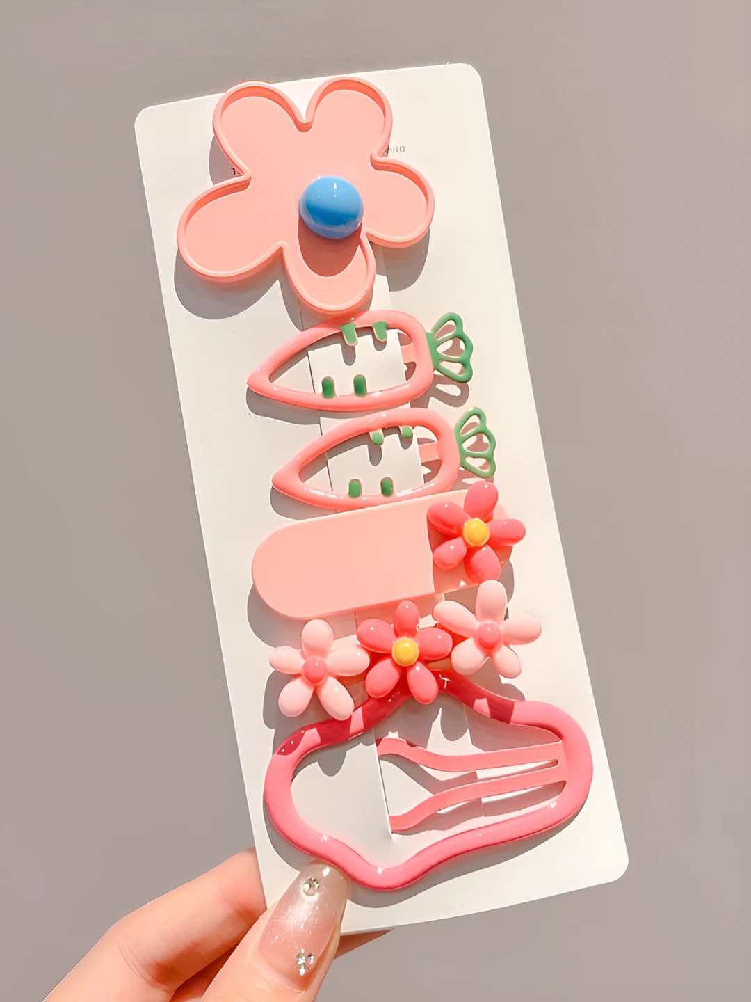 2# Pink flowers and clouds set, 6 pcs