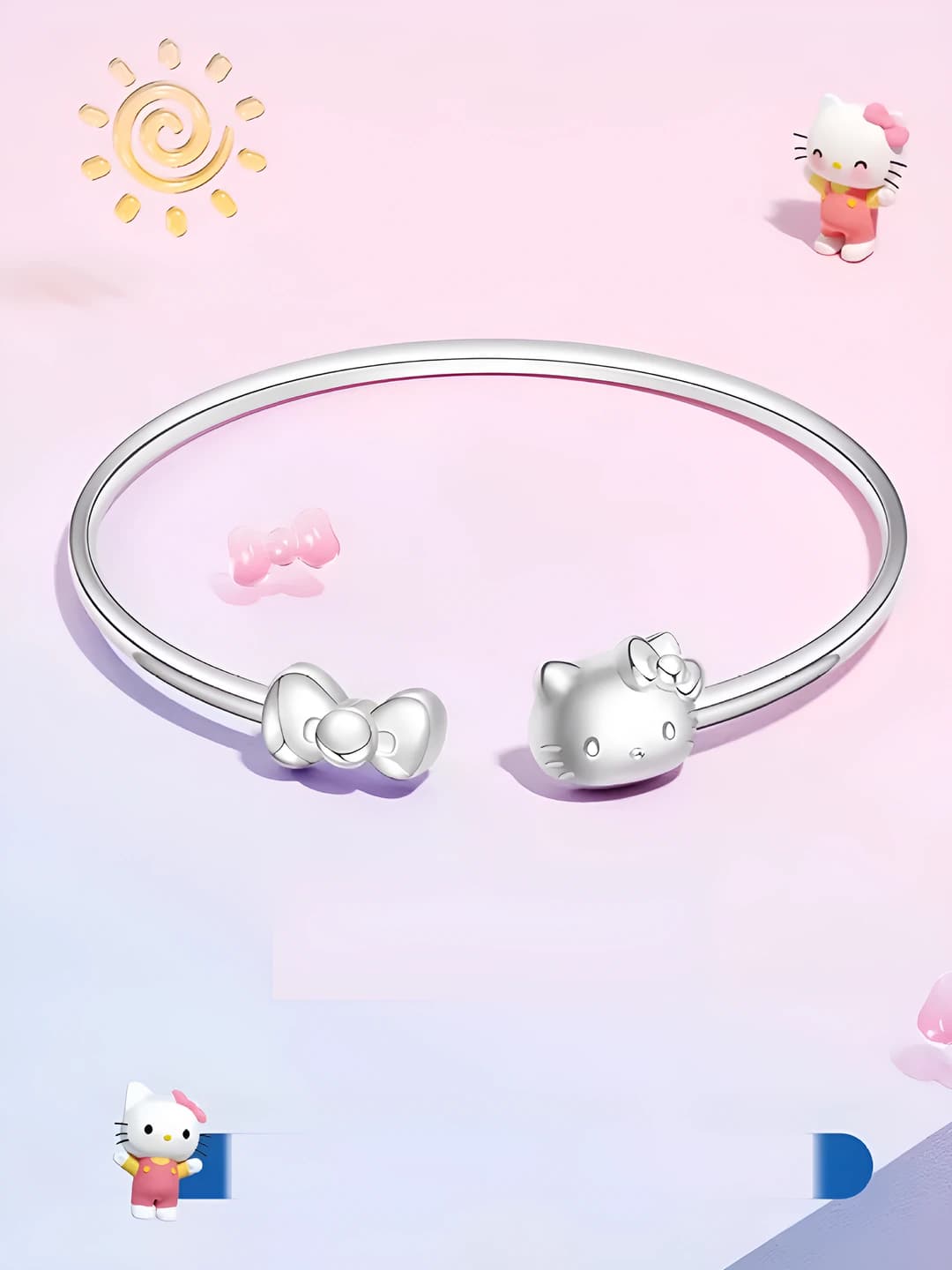 Женский браслет Hello Kitty, медь, гальваника, бантик, элемент дизайна: мультяшный, стиль: свежий и сладкий