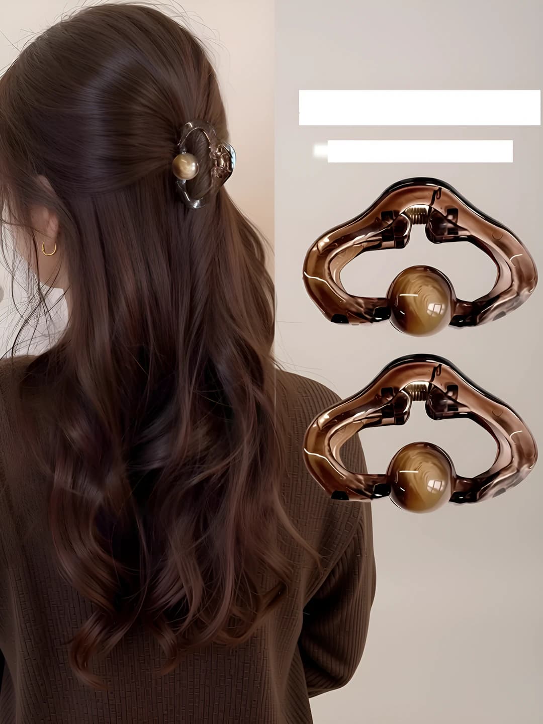Cloud coffee round small hair clip (1 pair)
