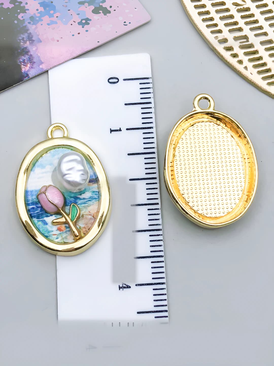 1 шт светло-синий большой жемчуг розовая роза 26x18x5mm-2.4g-23576