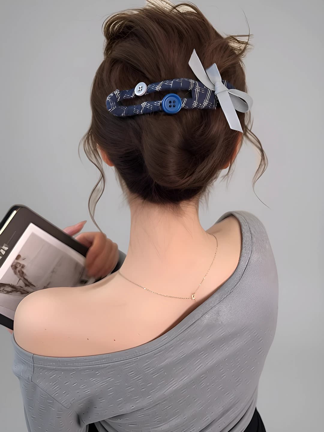 Blue butterfly bow 12 cm