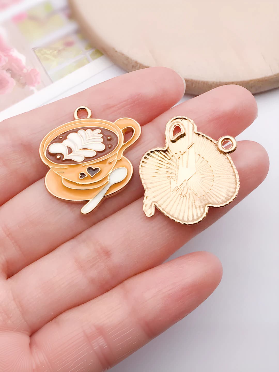 1 шт. жёлтый кофейный набор 25x25mm-1.9g