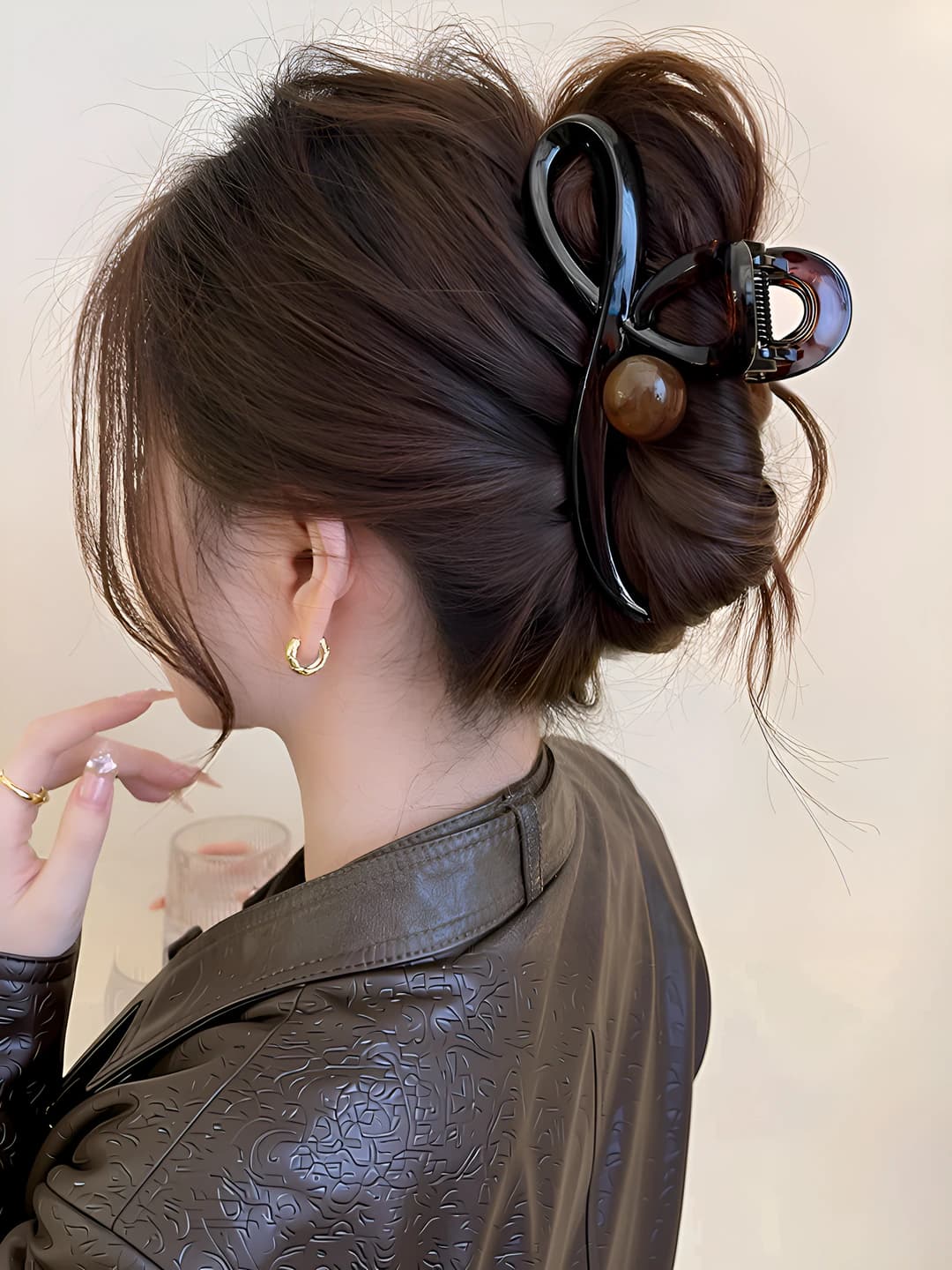 4# [Caramel pearl large clip 13cm