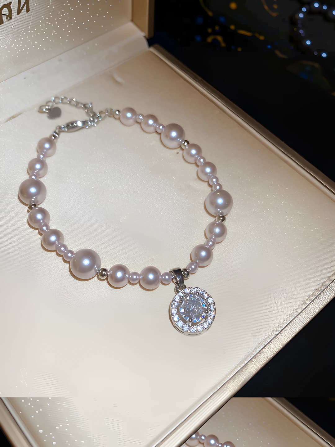8# Bracelet - Silver - Pink - Pearl 3-8mm
