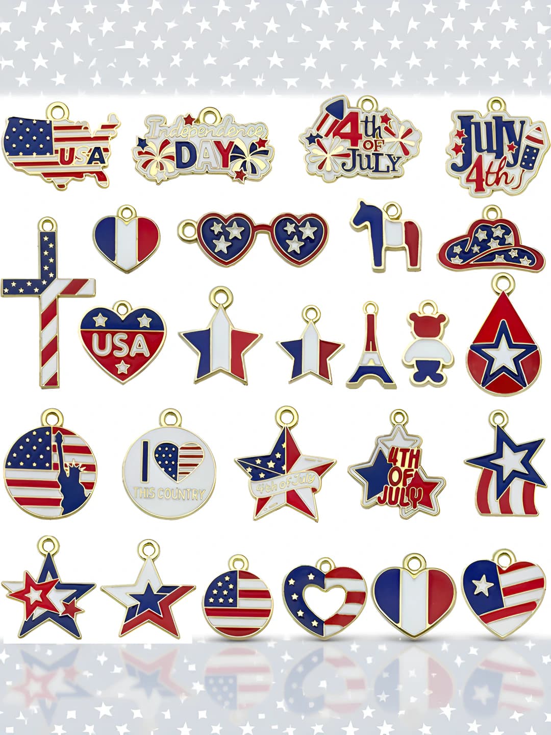 26 mixed enamel independence flags 28g