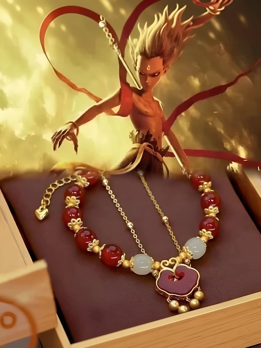 Nezha qizil ikki qavatli qulfi