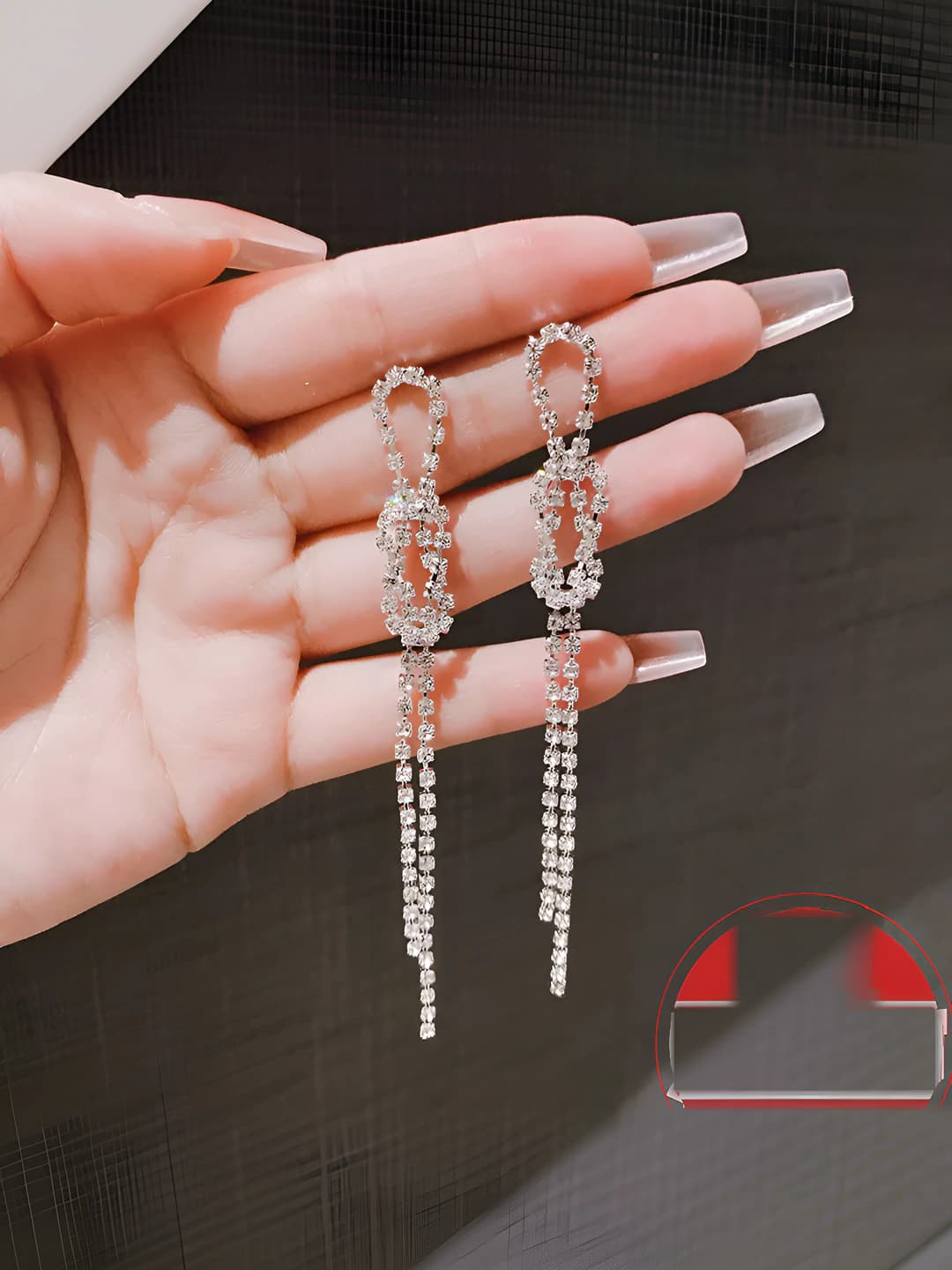 Women's long tassel earrings, full diamond, light luxury, 2026
