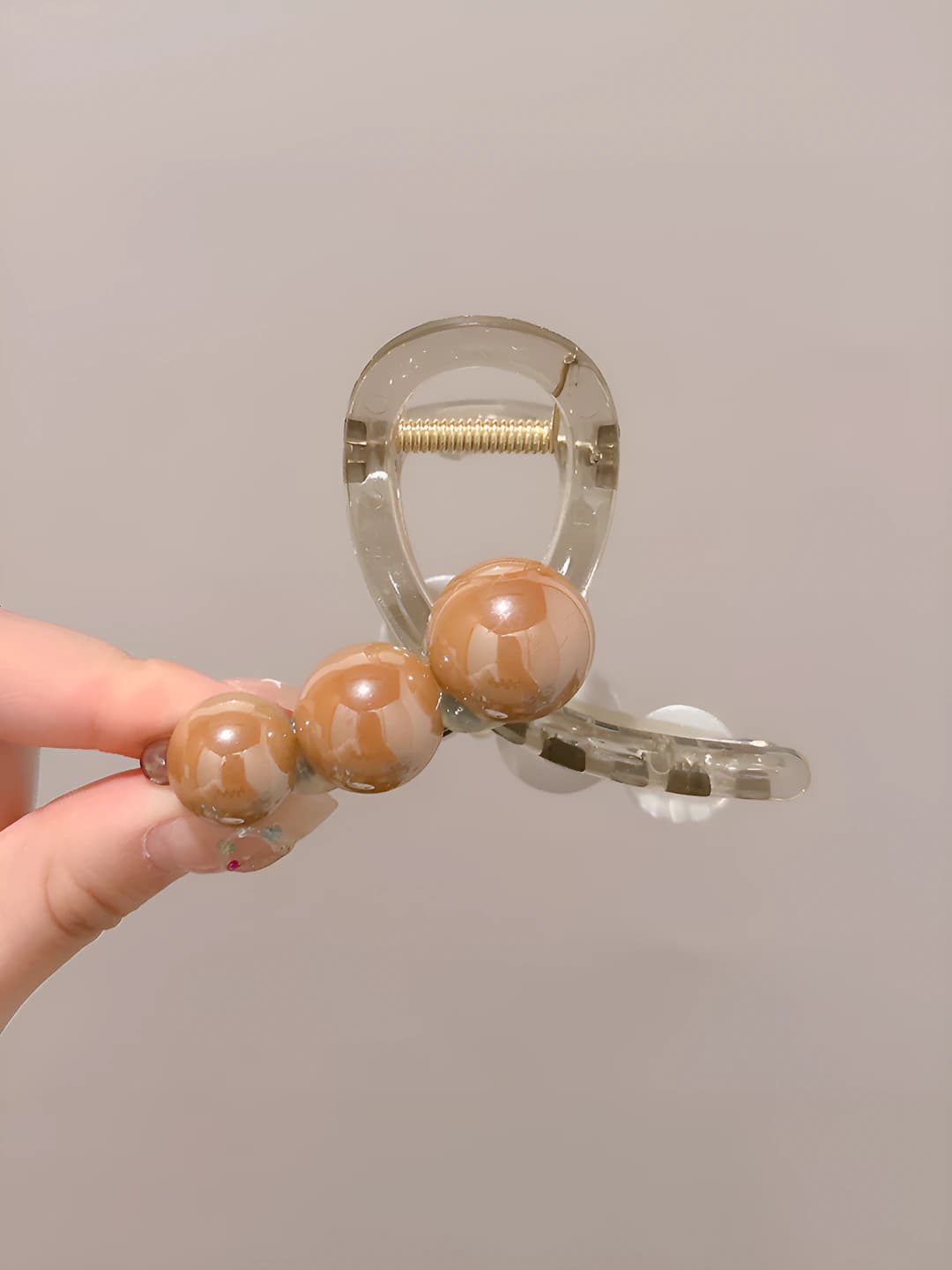 3# Clear grey base, 8 cm, light coffee pearl