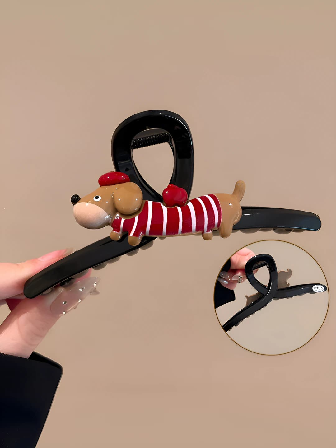 2# Red dachshund clip ~13 cm