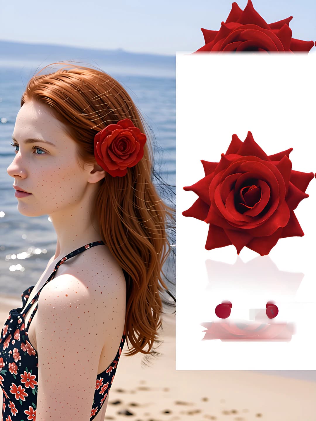 1# Red rose clip (~4.5 cm)