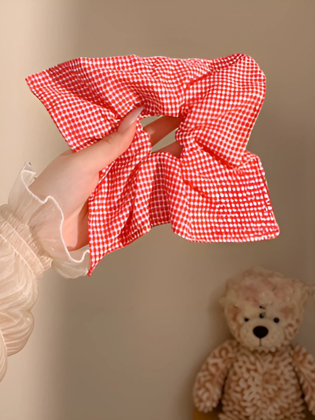 1# Red plaid square 21*22 cm