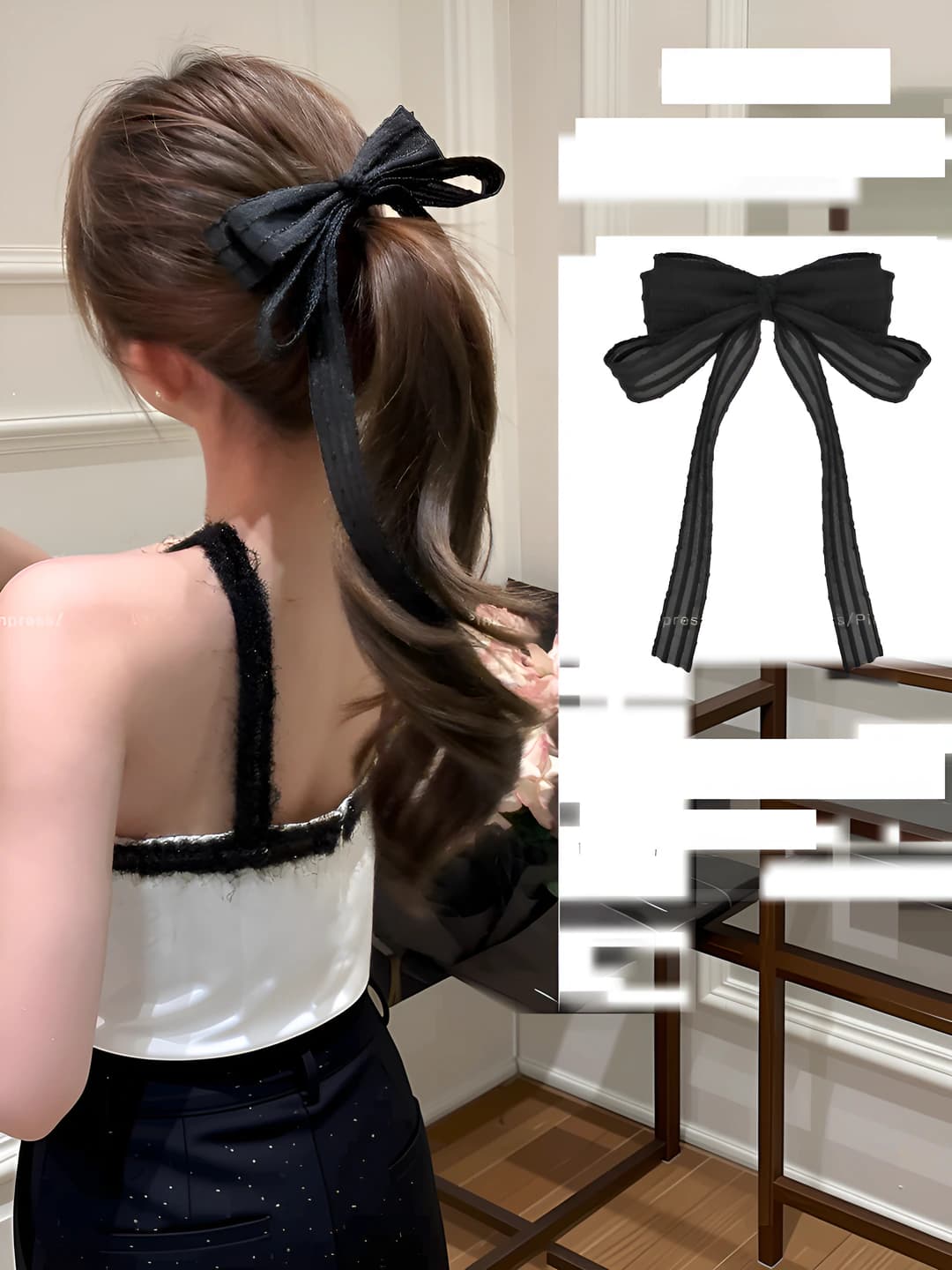 1# Кромка бабочка тень лента луна зажим (для нормальных волос) лента ~24.5cm*акрил+ткань