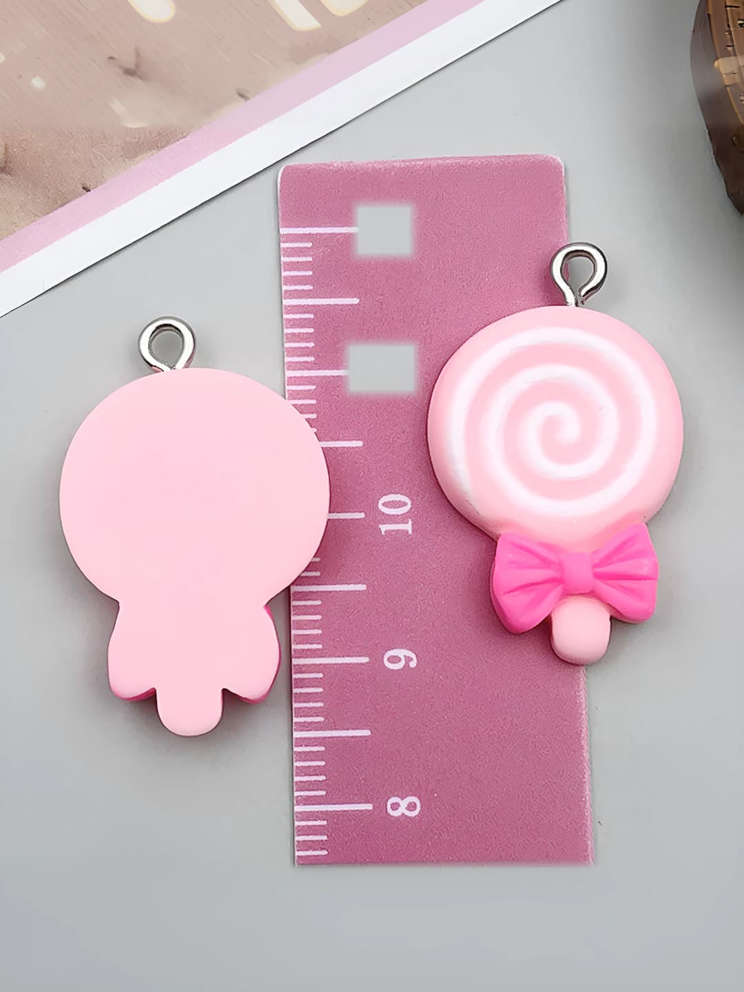 1 шт розовый смолка бантик леденец 28x18x4mm-1.2g-24471