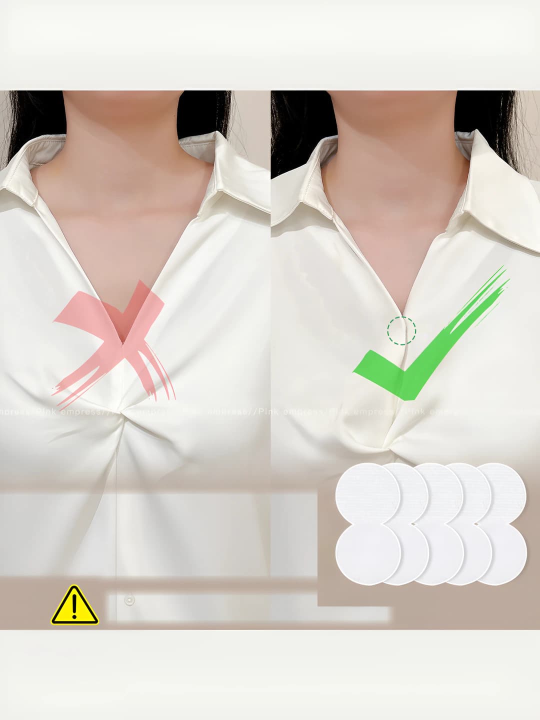 Women's chest tape: invisible anti-exposure velcro clothing sticker for shirt / blouse, premium feel, exposure prevention, neckline adjustment, no-sew, adhesive