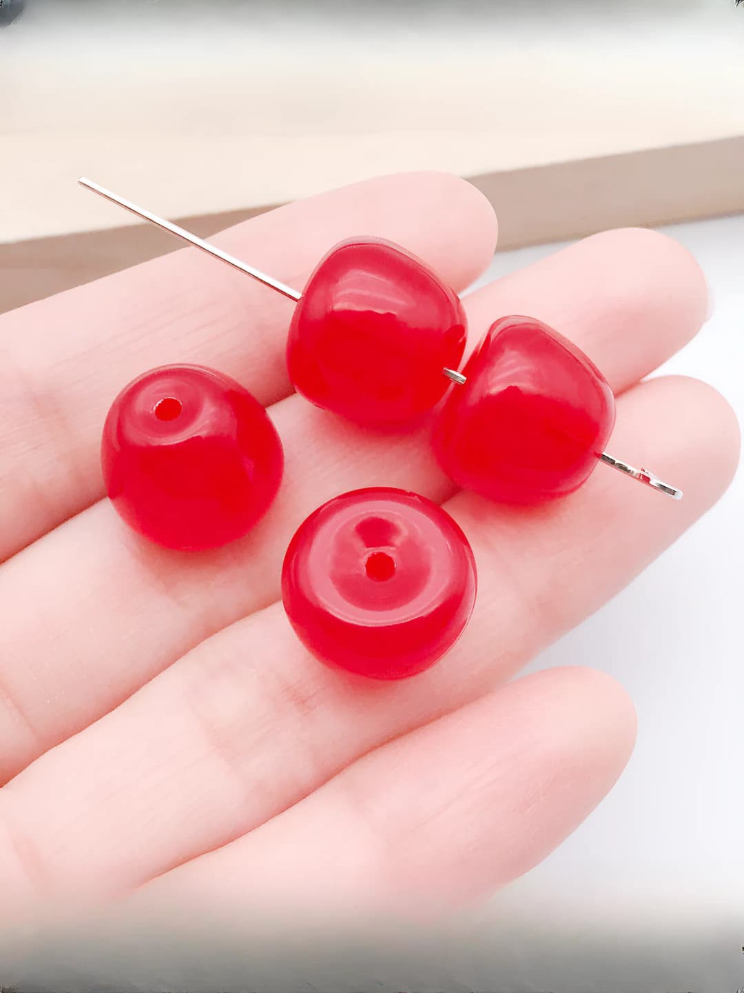 1 ta jelly qizil akril 3D olma 13x13x11mm-1.35g-26034