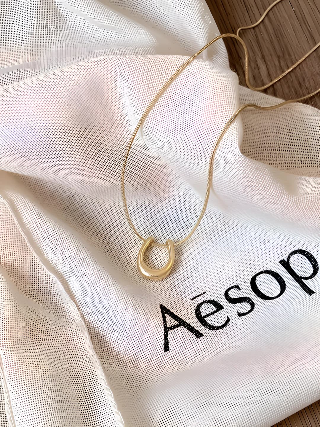 Gold U-shaped horseshoe necklace