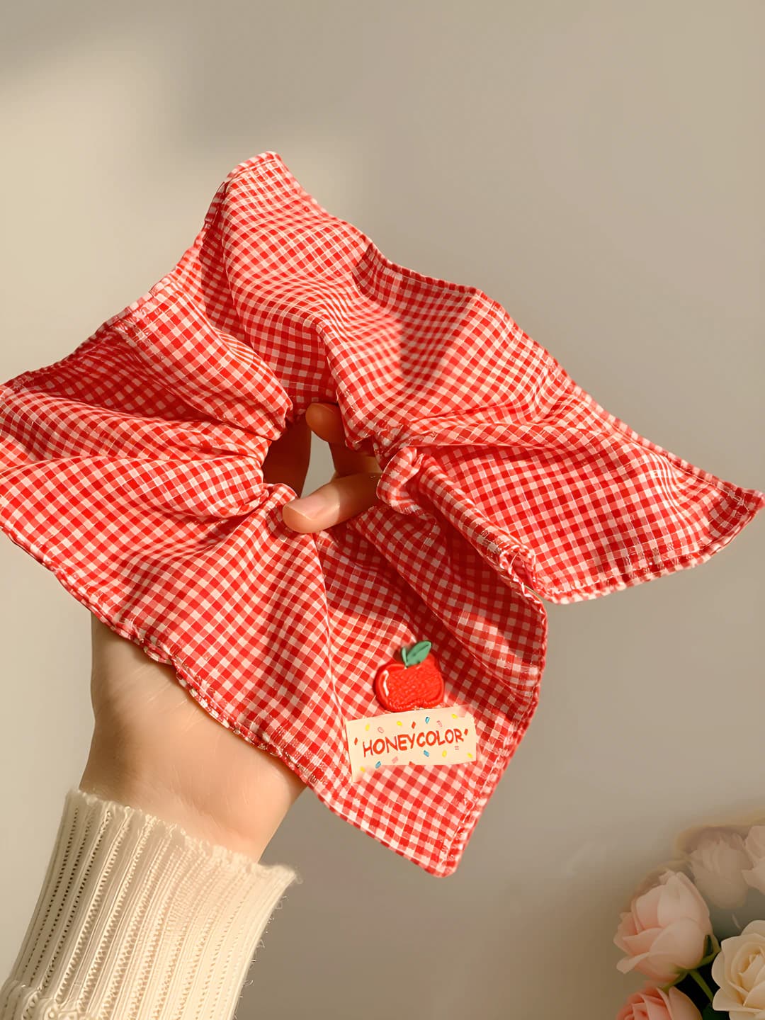 1# Red plaid square 21*22 cm
