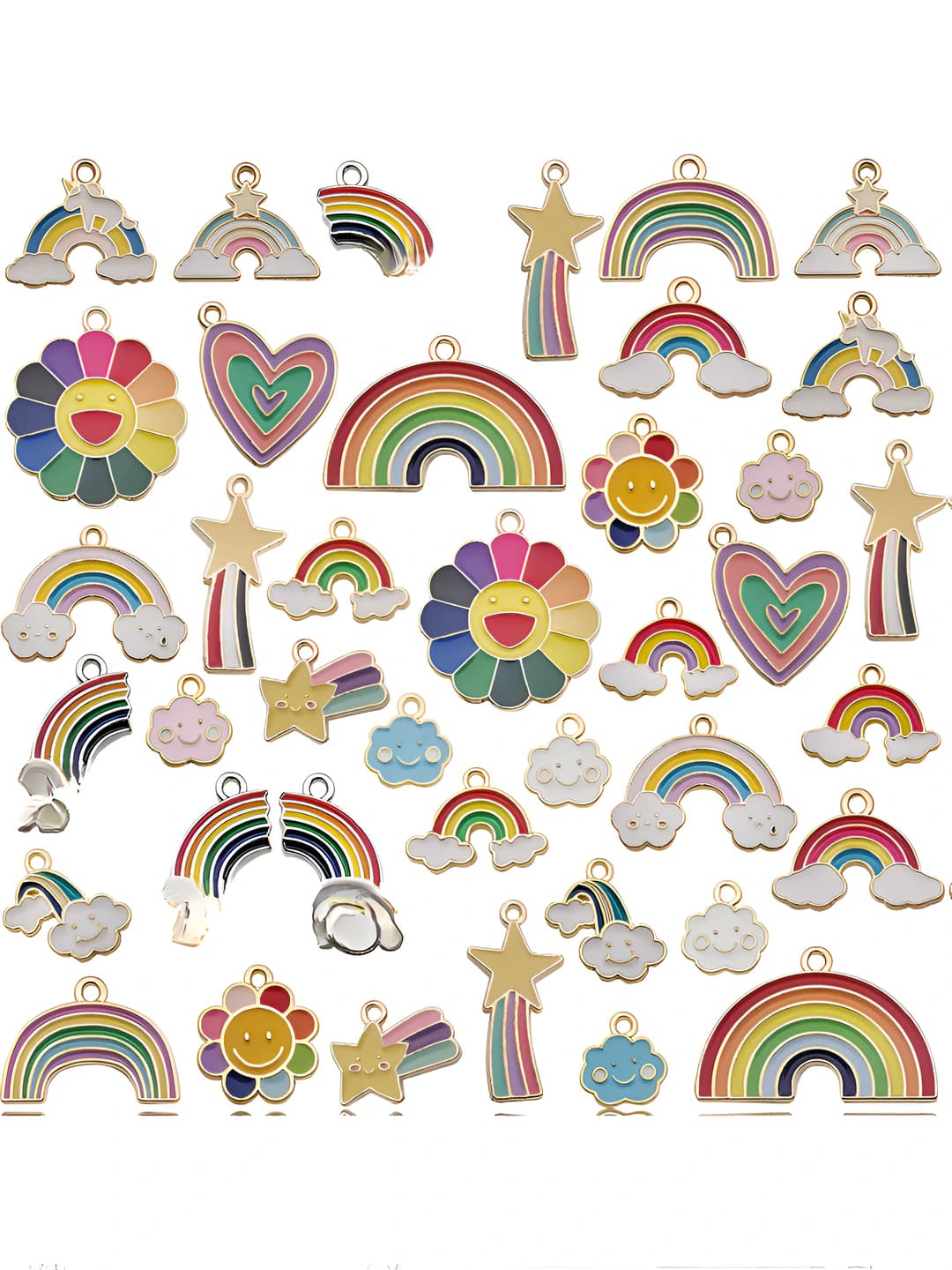 Ayollar uchun DIY emal qotishma charm: quyosh guli, meteor, bulut, yomg'ir tagi, 40 dona