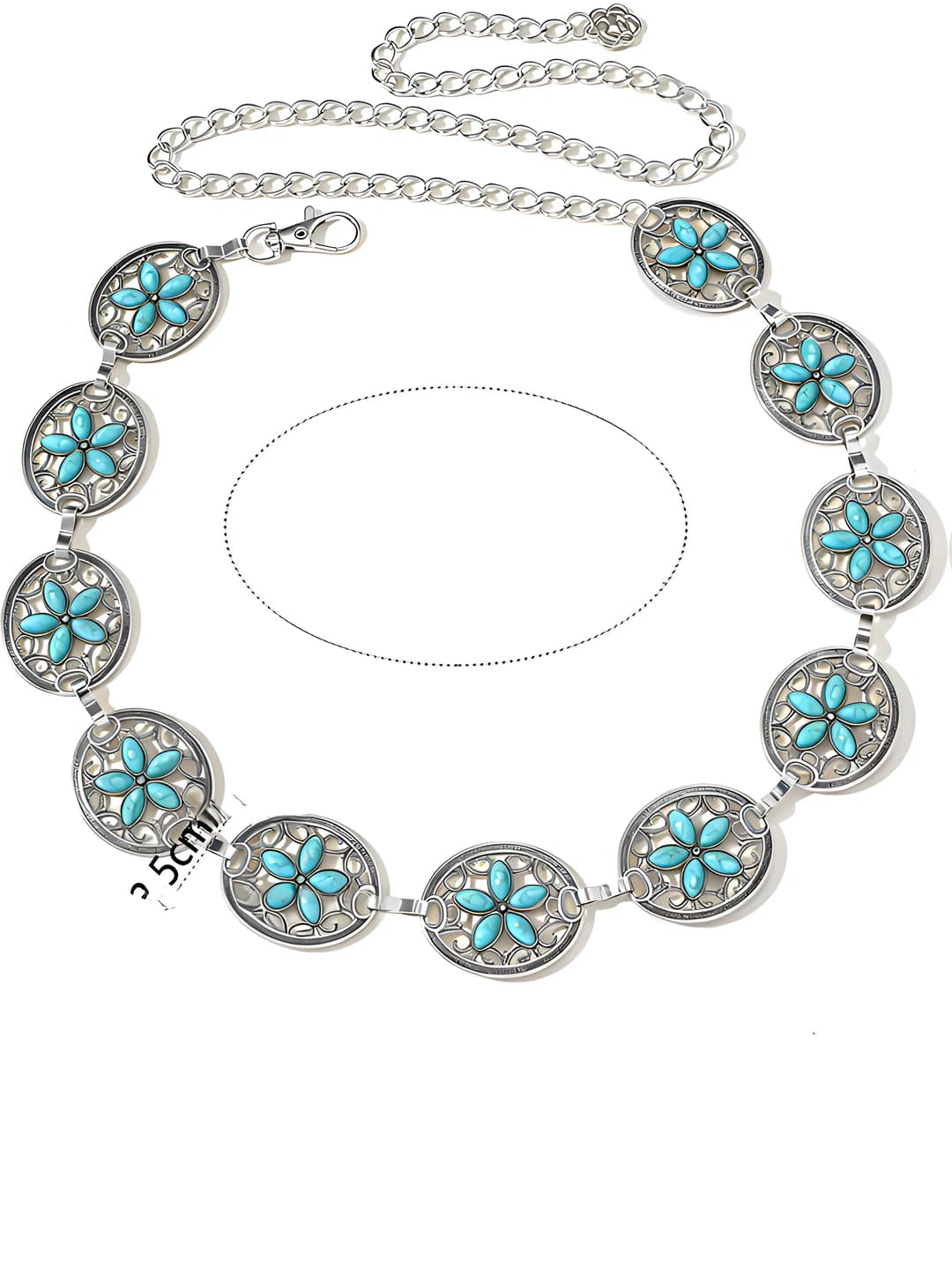 41# Retro silver turquoise rose