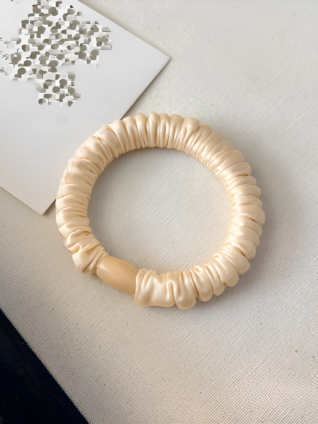 Satin hair tie [Beige] 1 pc