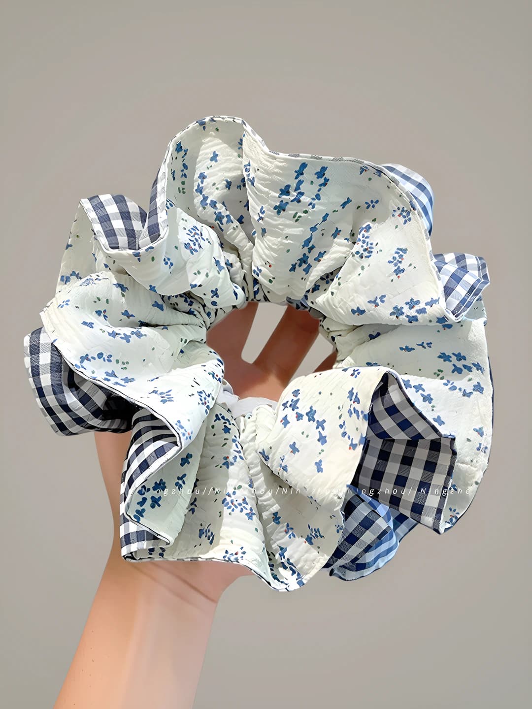 6# Ko'k mayda gulli matoli kichik ~12cm