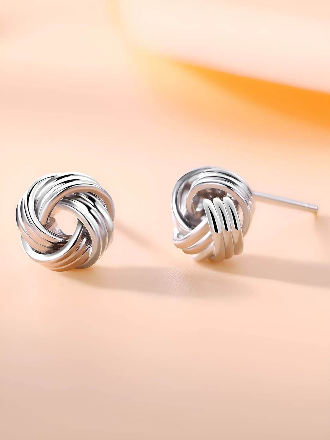 Silver knot stud earrings