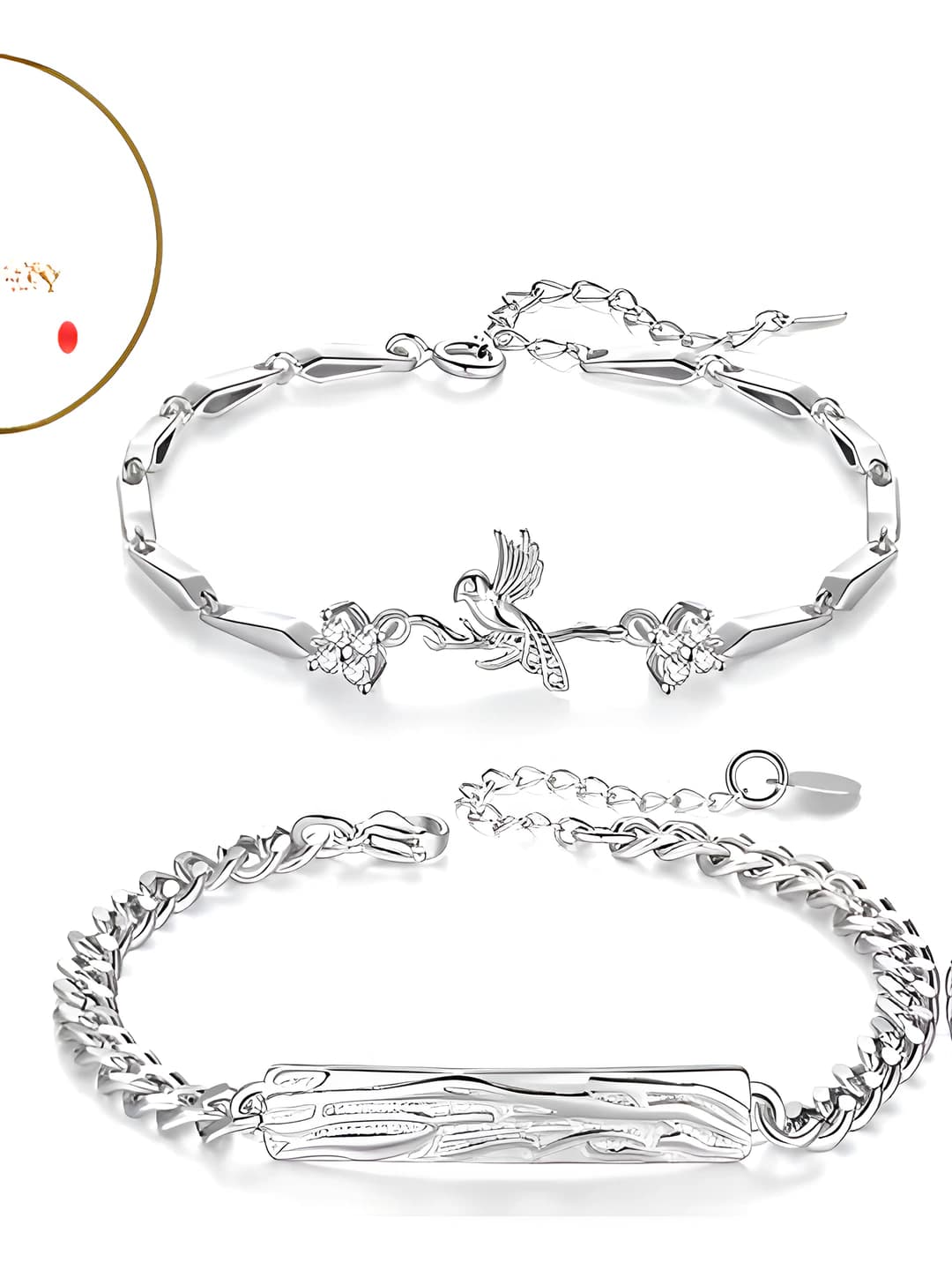 Women's copper and plastic bracelet with bird design in ins style