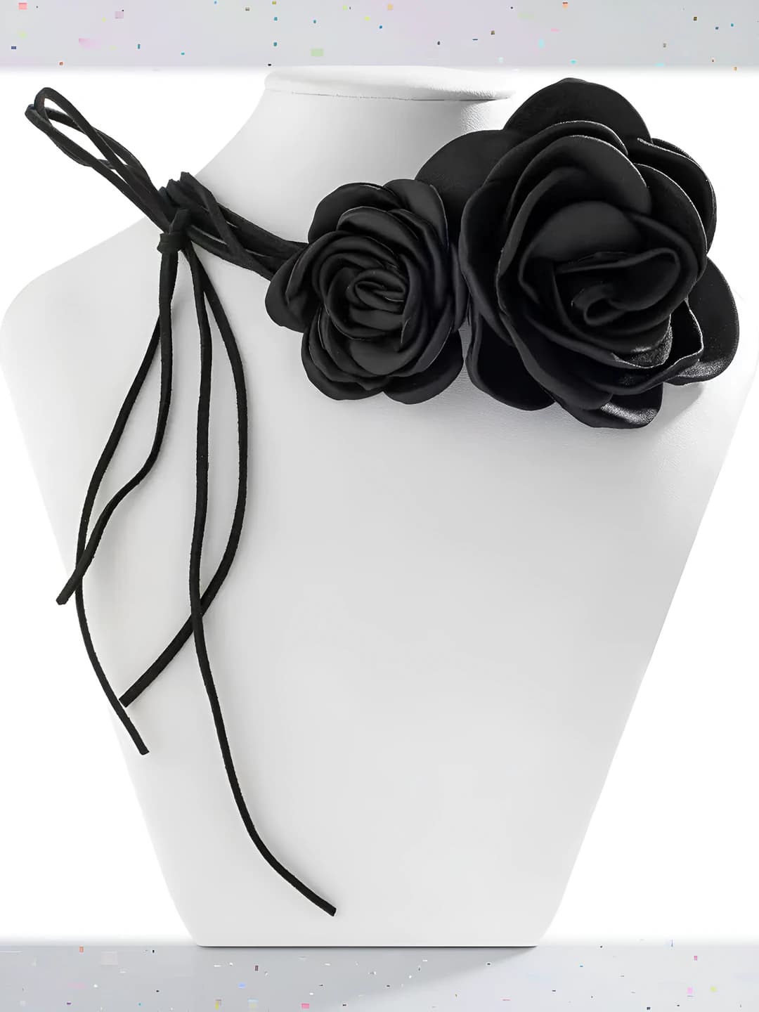 Black double flower necklace
