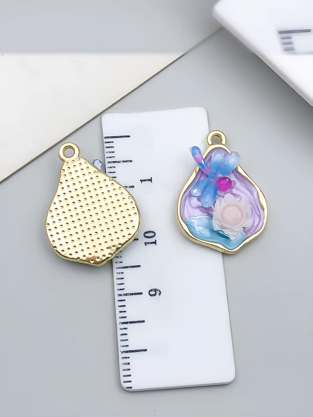 1 шт фиолетово-синий золотой роза стрекоза 24x17x4mm-2g-23565